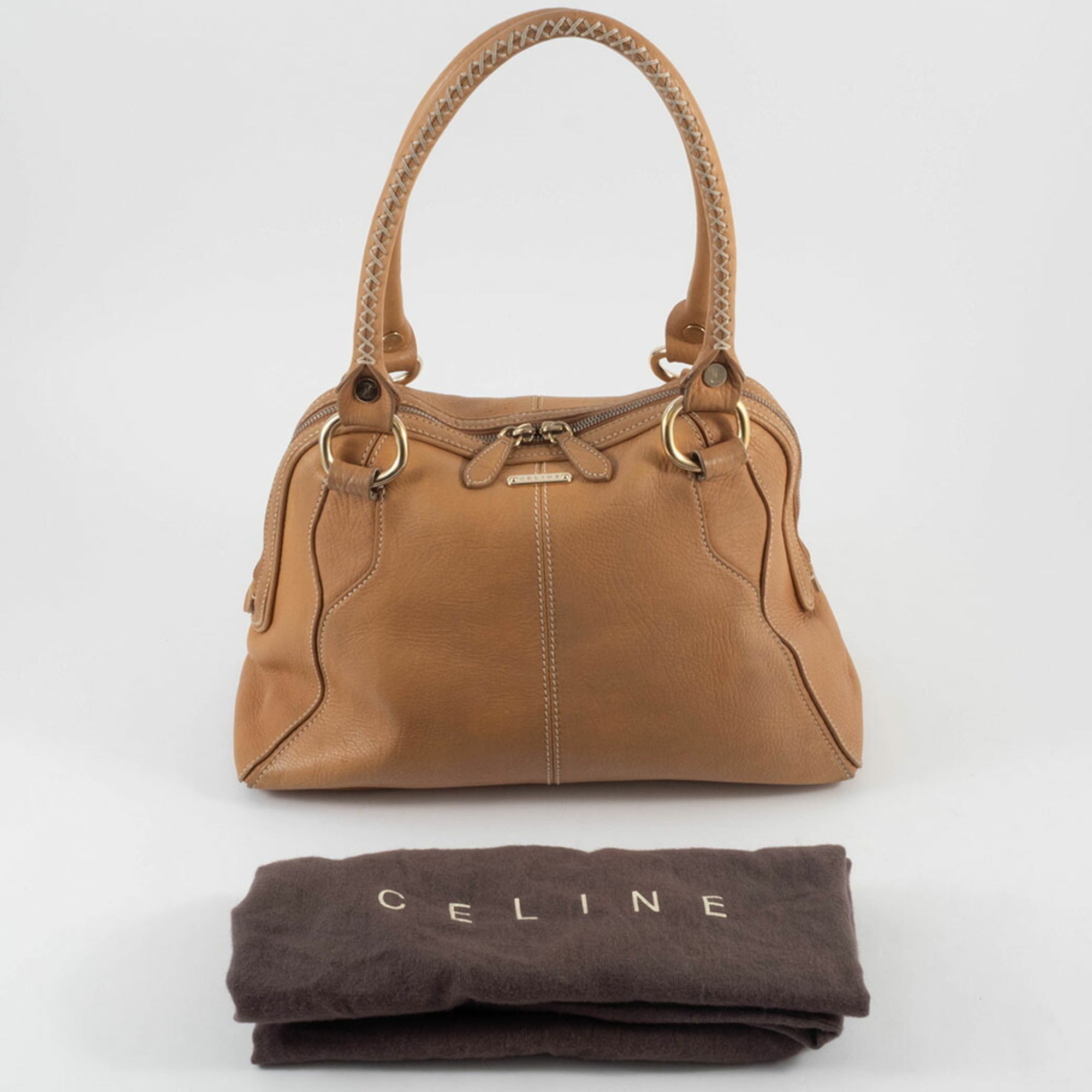 Celine Beige Leather Shoulder Bag (Pre-Owned)