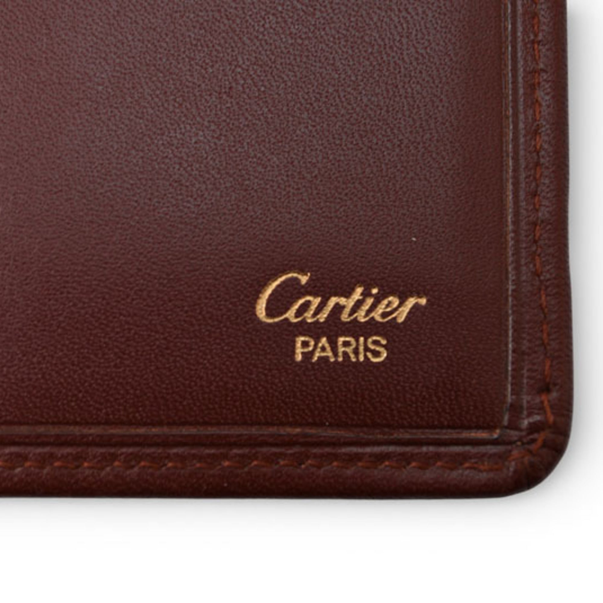 Cartier Must Bordeaux Leather Long Wallet (Bi-Fold) (Pre-Owned)