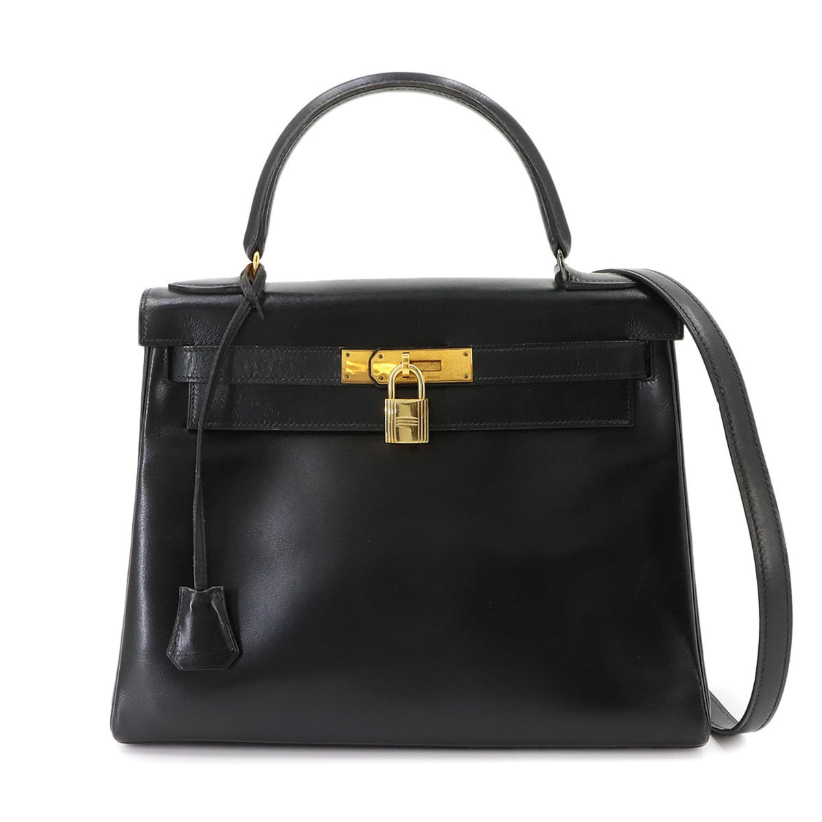 Hermes Black Box Calf Leather Handbag (Pre-Owned)