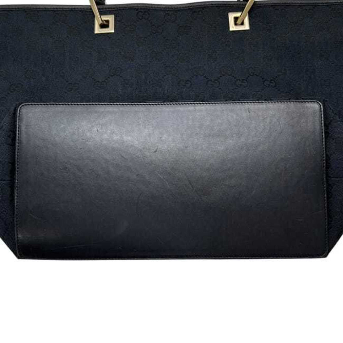 Gucci Black Gg Canvas Leather Tote Bag (Pre-Owned)