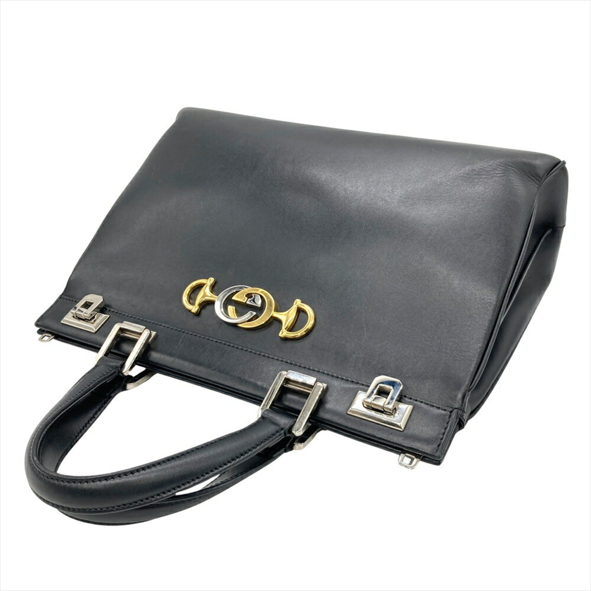 Gucci Horsebit Black Leather Handbag (Pre-Owned)