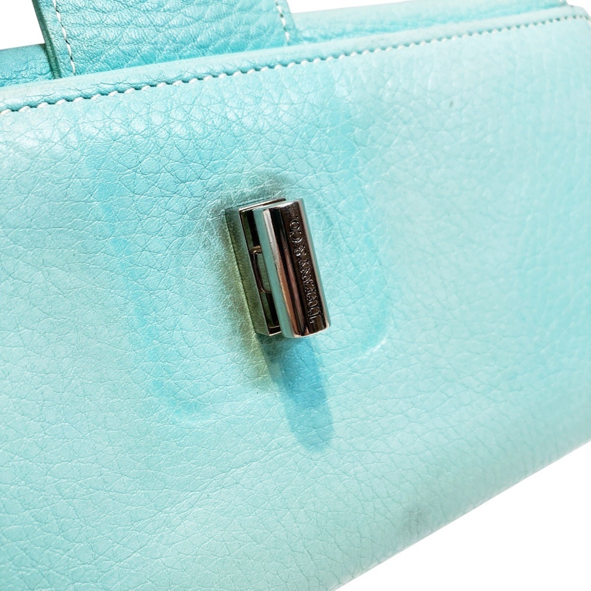 Tiffany Blue Emerald Green Leather Long Wallet (Bi-Fold) (Pre-Owned)