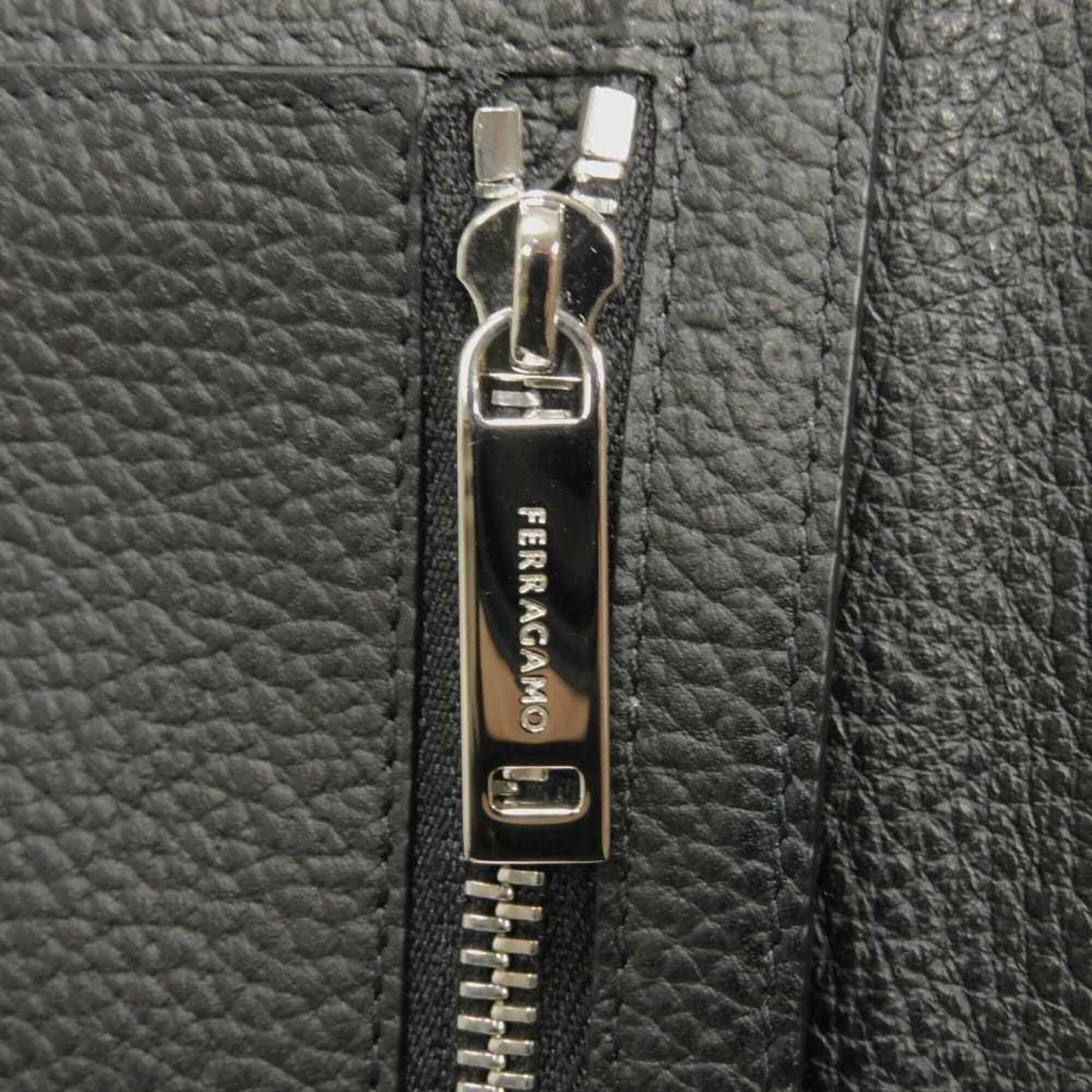 Salvatore Ferragamo Gancini Black Leather Long Wallet (Bi-Fold) (Pre-Owned)