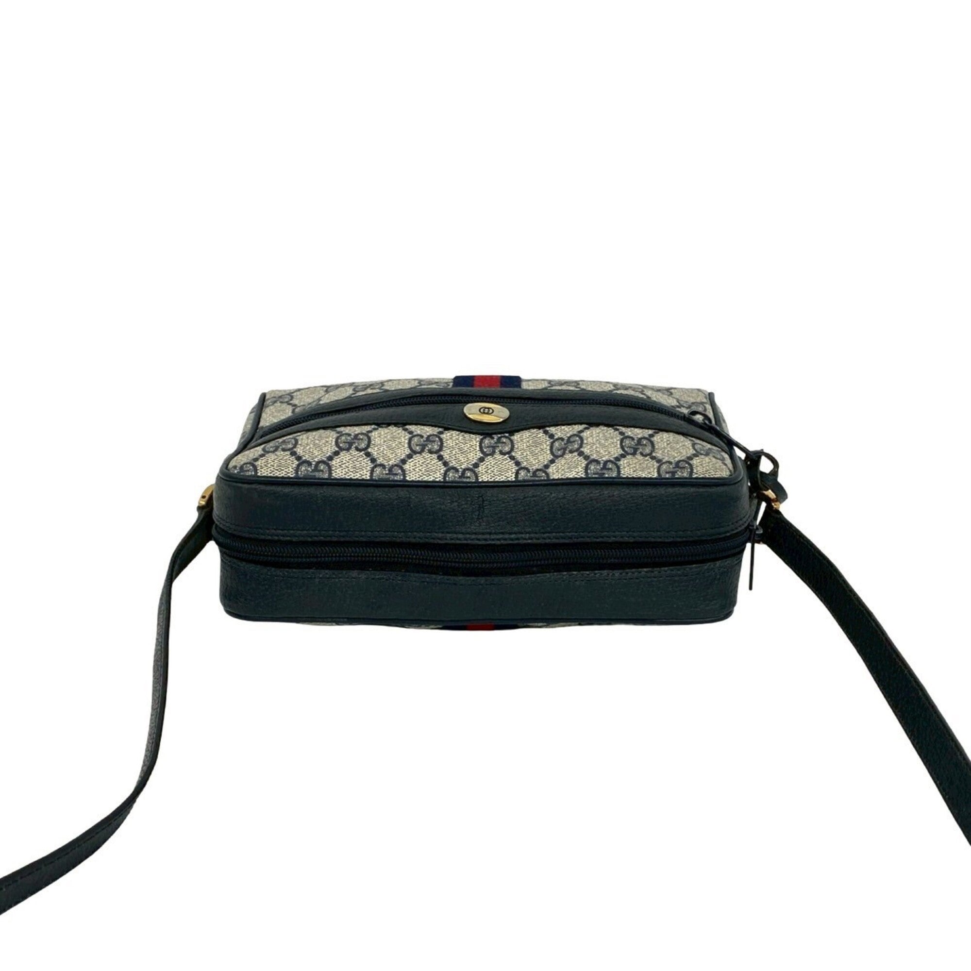 Gucci Navy Red Color Pvc Leather Shoulder Bag (Pre-Owned)