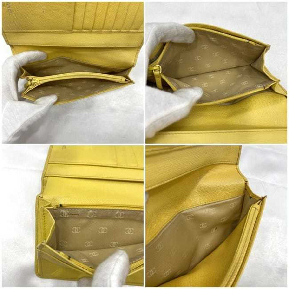 Chanel Yellow Leather Long Wallet (Bi-Fold) (Pre-Owned)