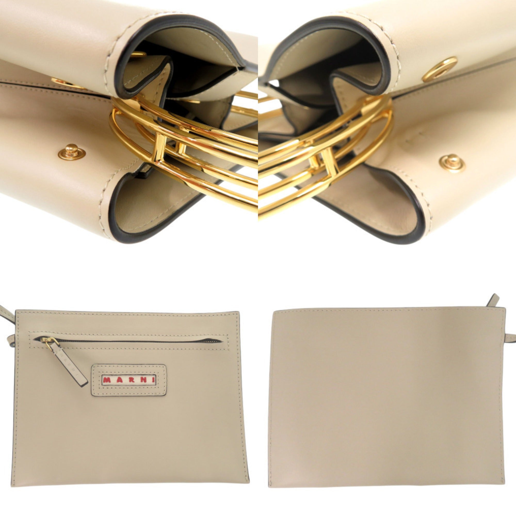 Marni Beige Leather Handbag Shoulder Bag (Pre-Owned)