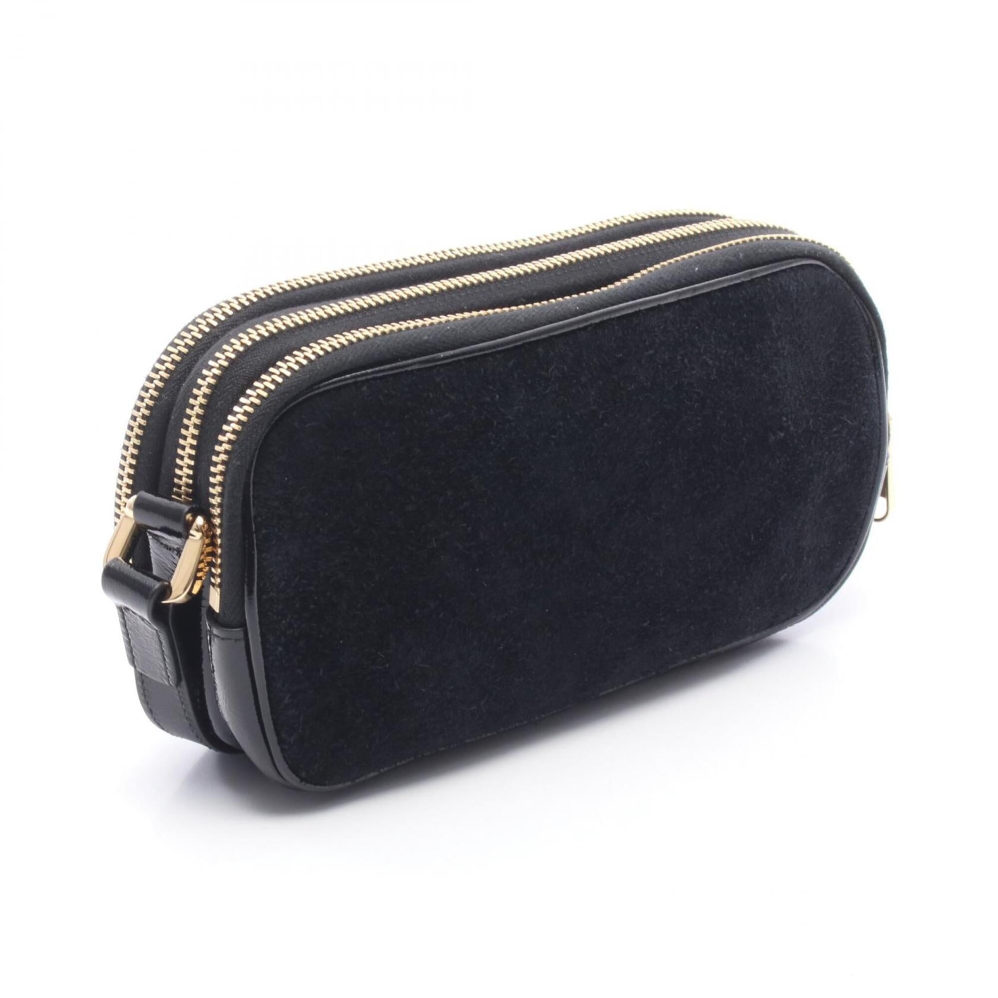 Gucci Black Patent Leather Suede Handbag Shoulder Bag (Pre-Owned)