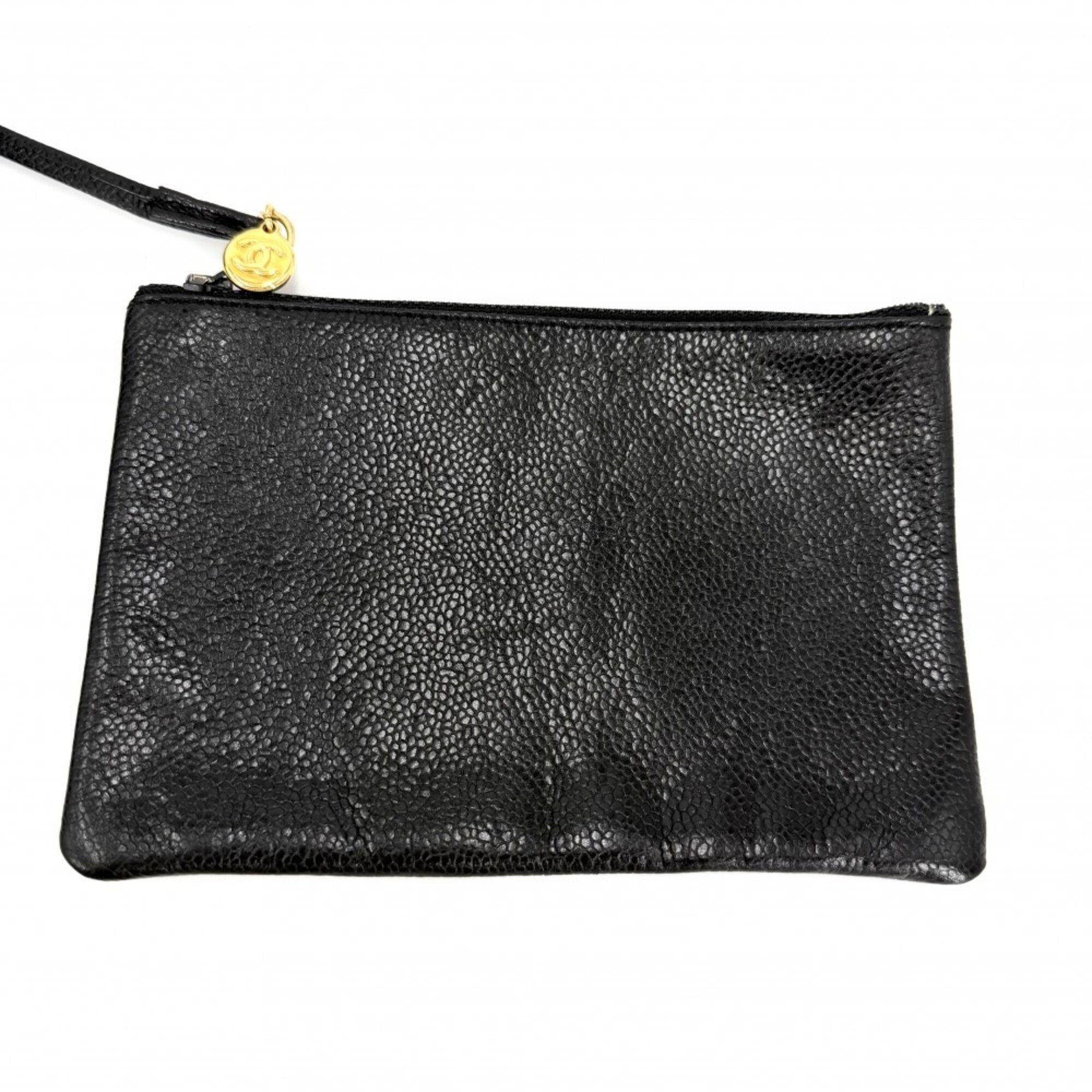 Chanel Black Grained Calfskin Handbag (Pre-Owned)