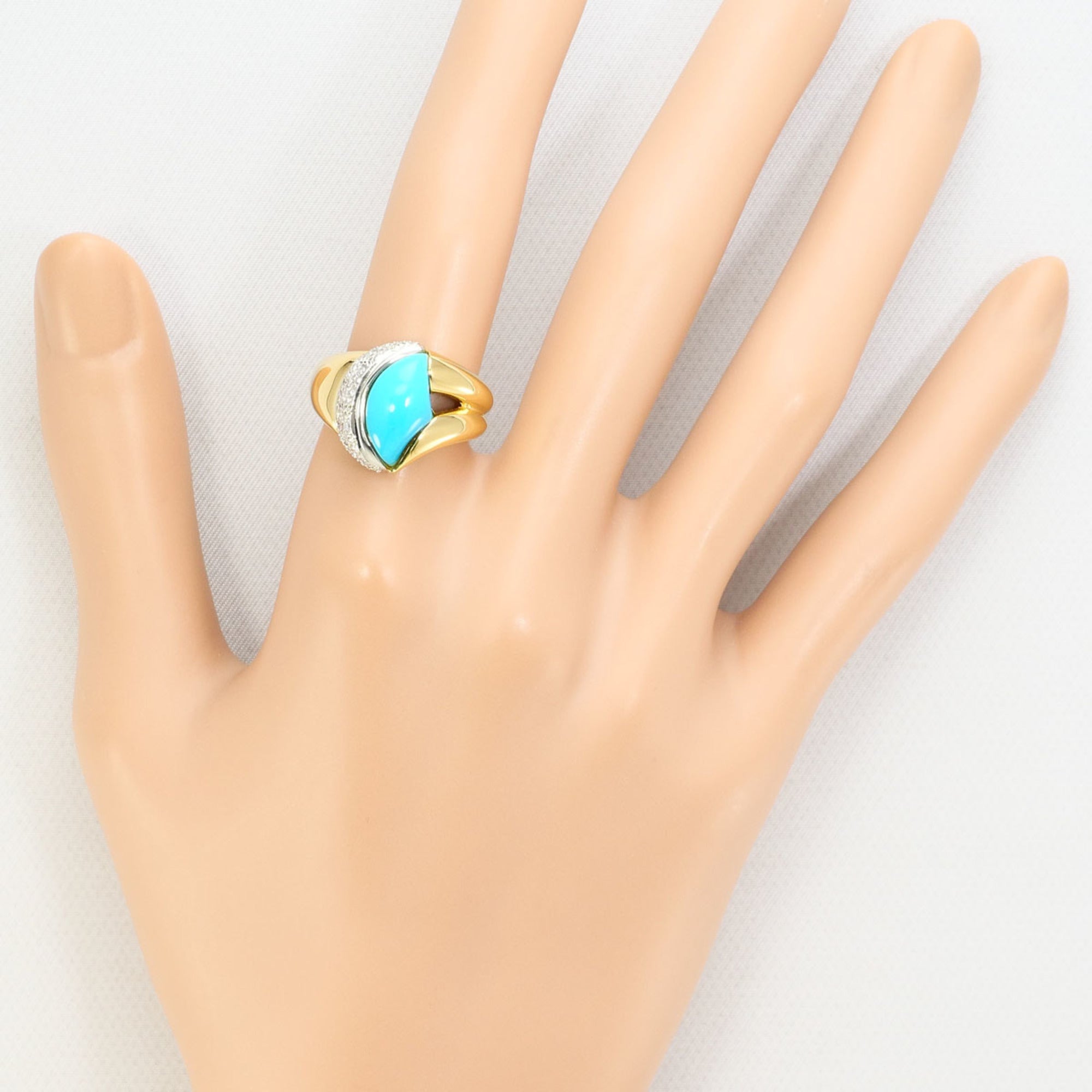Unbranded Platinum Turquoise Yellow Gold Yellow Gold (18K) Platinum 900 Band Ring (Pre-Owned)