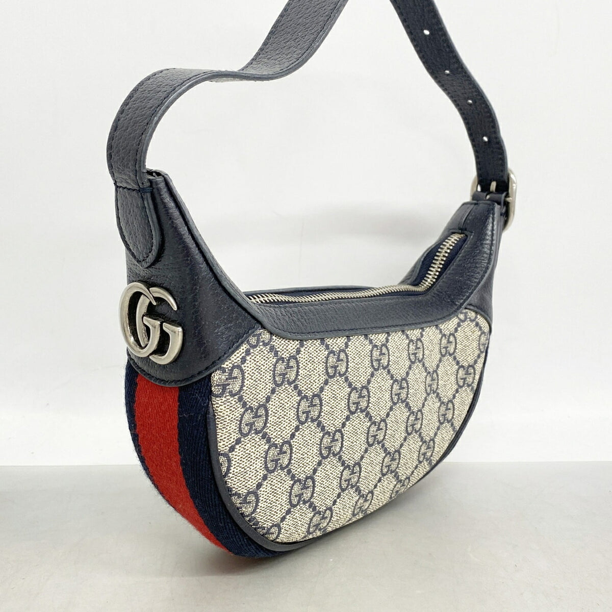 Gucci Beige Navy Pvc Shoulder Bag (Pre-Owned)