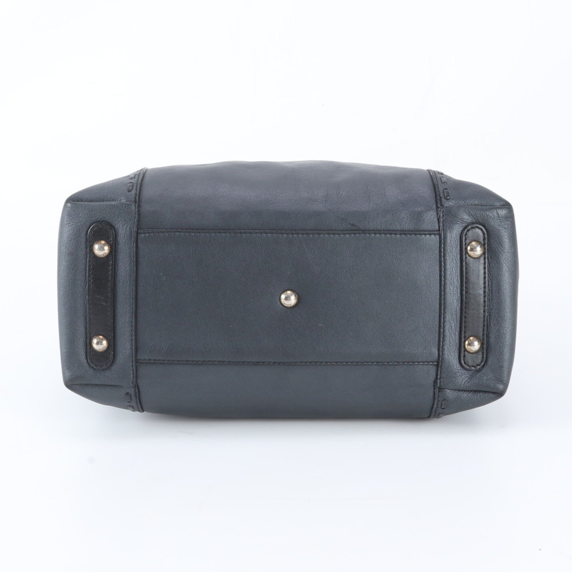 Salvatore Ferragamo Gancini Black Leather Handbag Tote Bag (Pre-Owned)