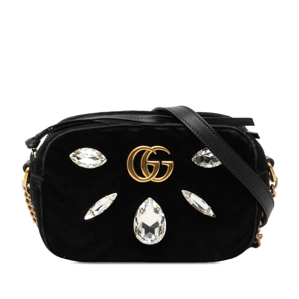 Gucci Black Velvet Leather Shoulder Bag (Pre-Owned)