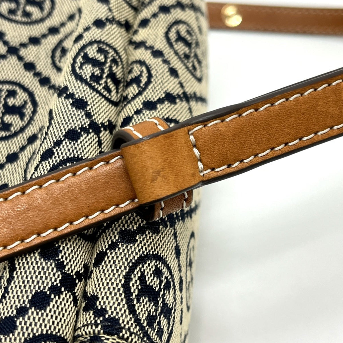 Tory Burch Navy Canvas Handbag Tote Bag (Pre-Owned)
