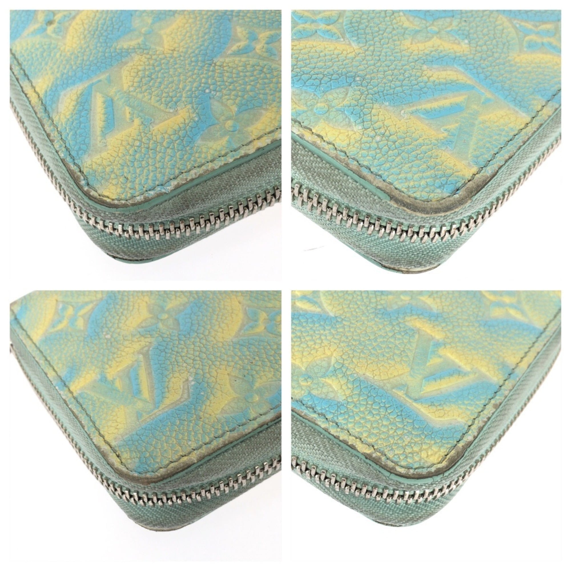 Louis Vuitton Blue Yellow Leather Long Wallet (Bi-Fold) (Pre-Owned)