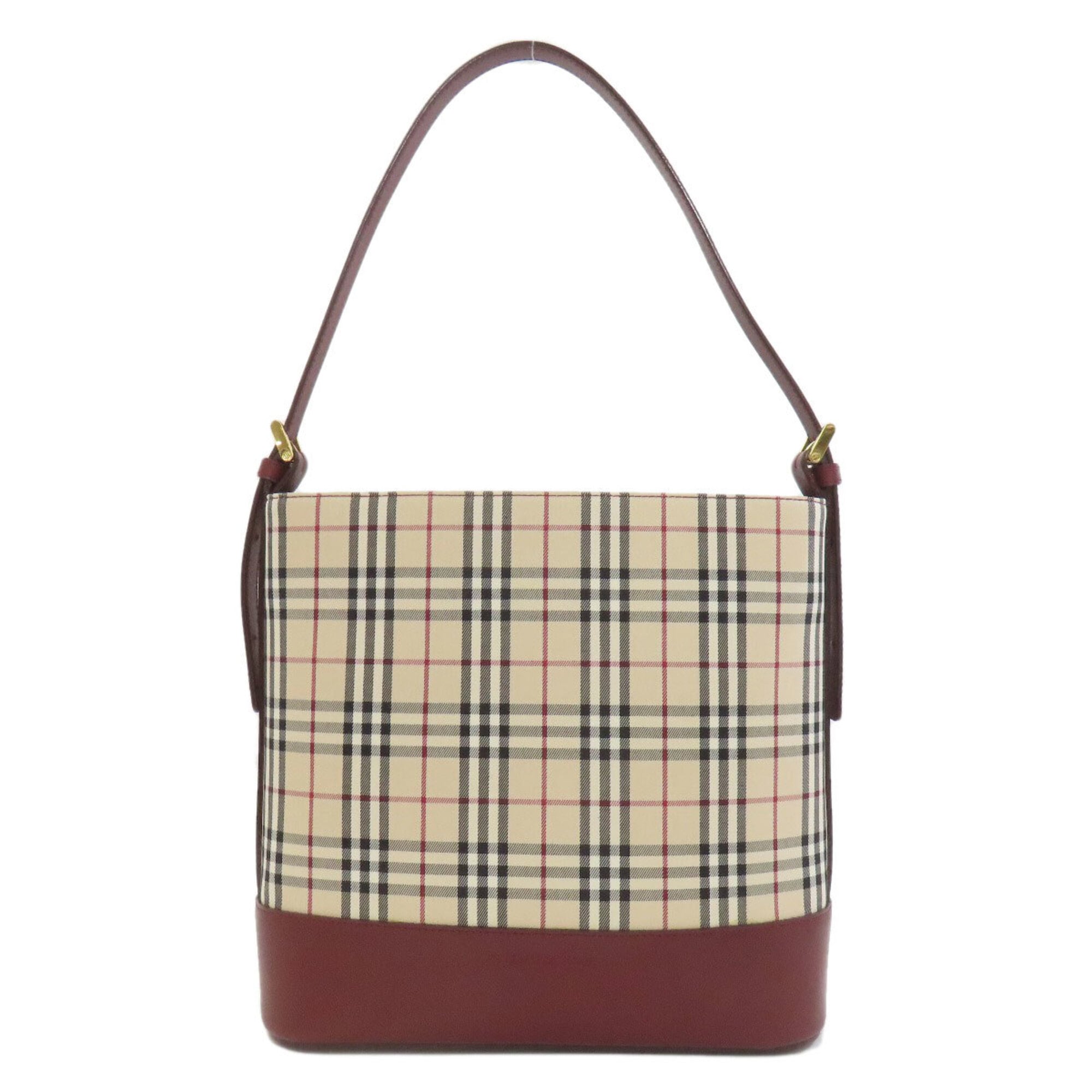 Burberry Beige Bordeaux Canvas Shoulder Bag (Pre-Owned)