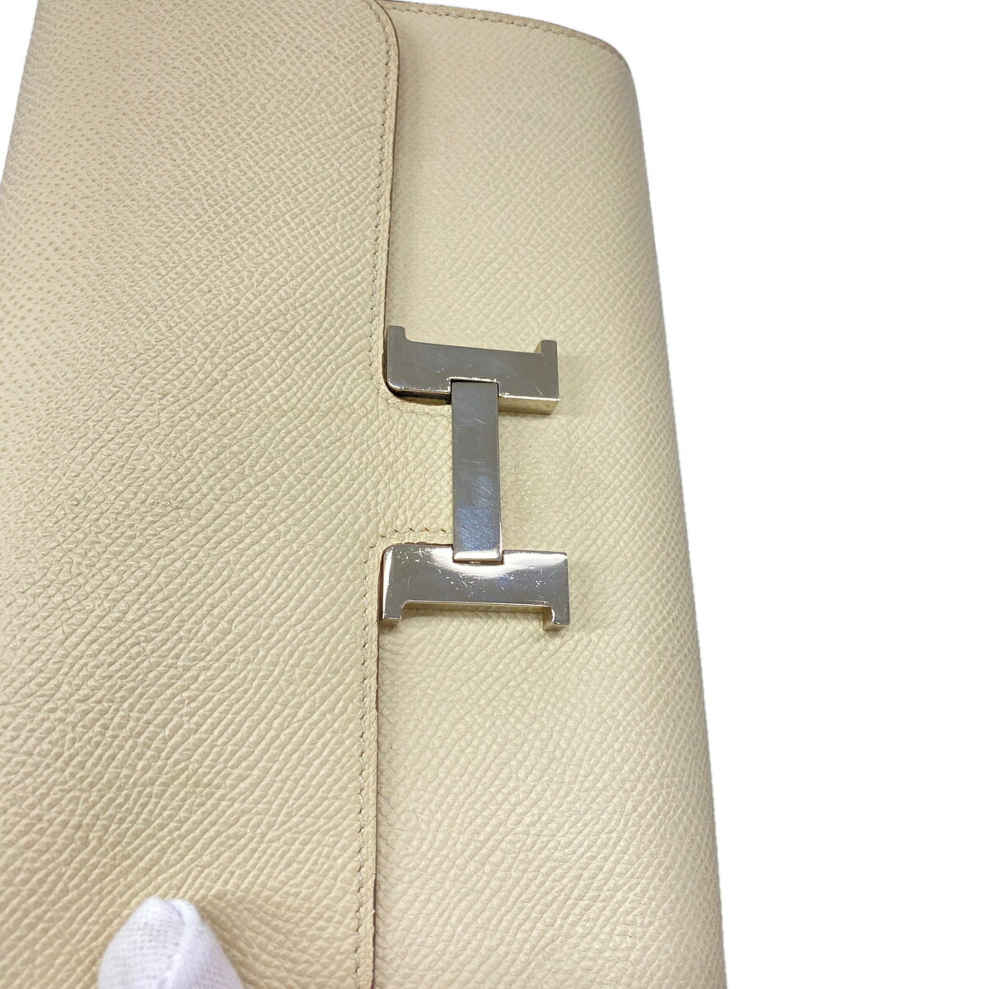 Hermes White Leather Chain/Shoulder Wallet (Pre-Owned)