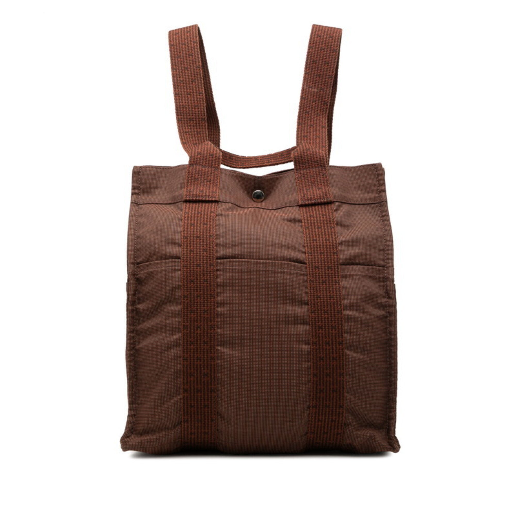 Hermes Her Line Brown Canvas Backpack (Pre-Owned)