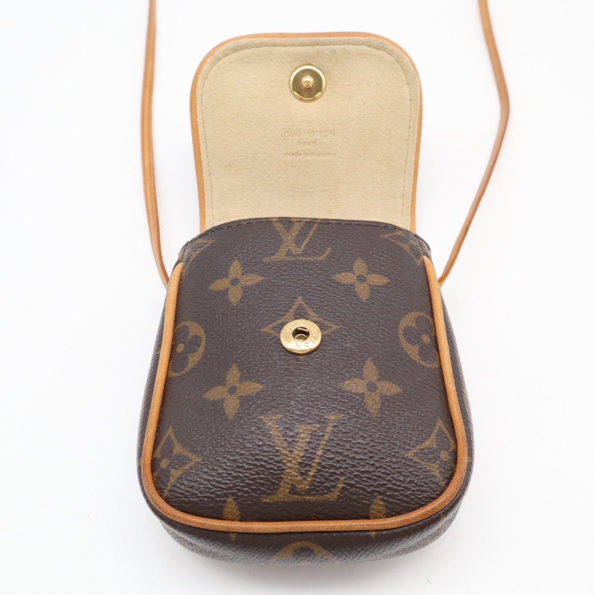 Louis Vuitton Beige Brown Coated Canvas Leather Pochette Shoulder Bag (Pre-Owned)