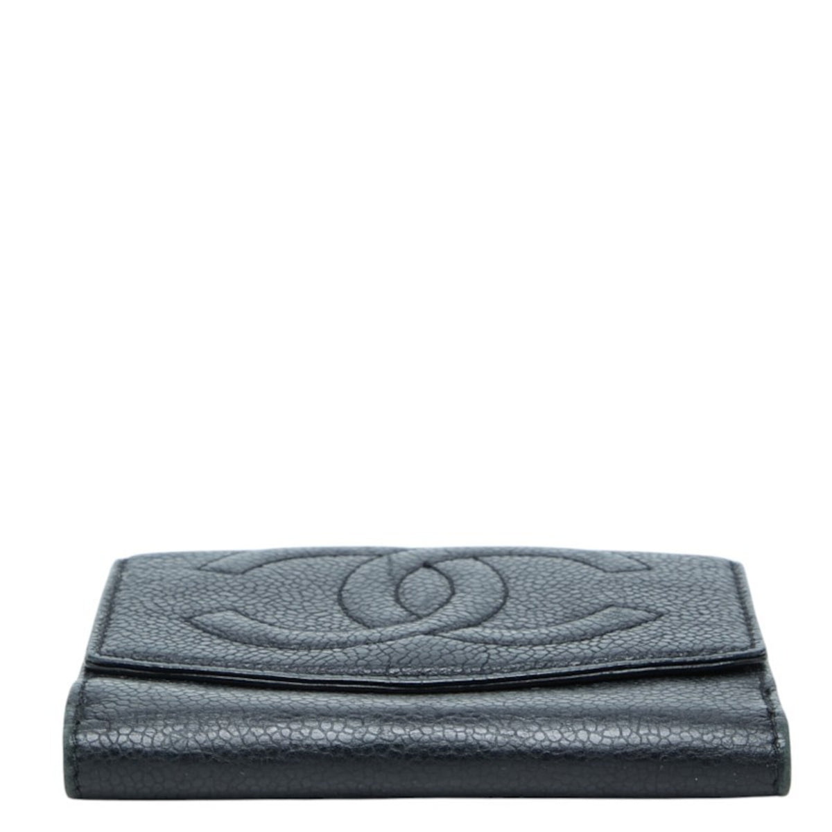 Chanel Black Grained Calfskin Wallet (Bi-Fold) (Pre-Owned)