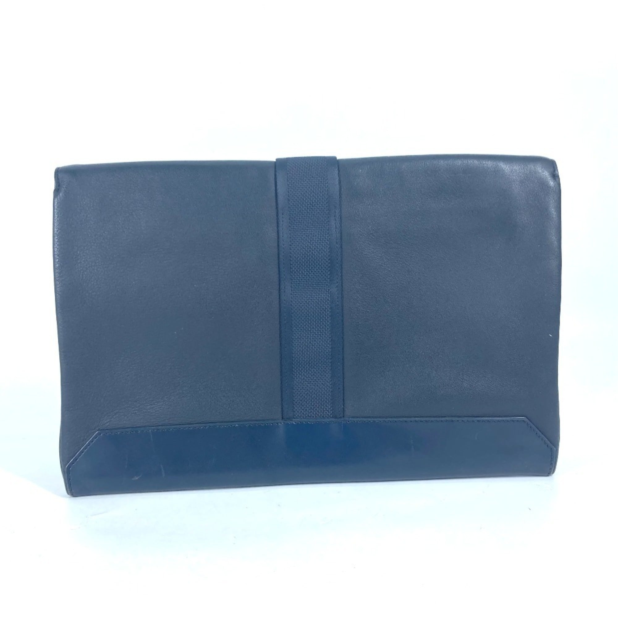 Hermes Navy Leather Clutch Bag Pouch (Pre-Owned)