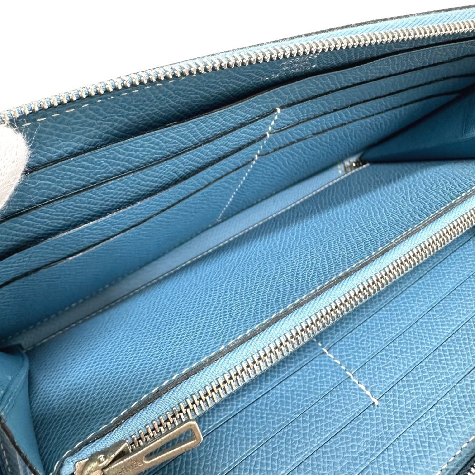 Hermes Blue Jean Epsom Leather Long Wallet (Bi-Fold) (Pre-Owned)