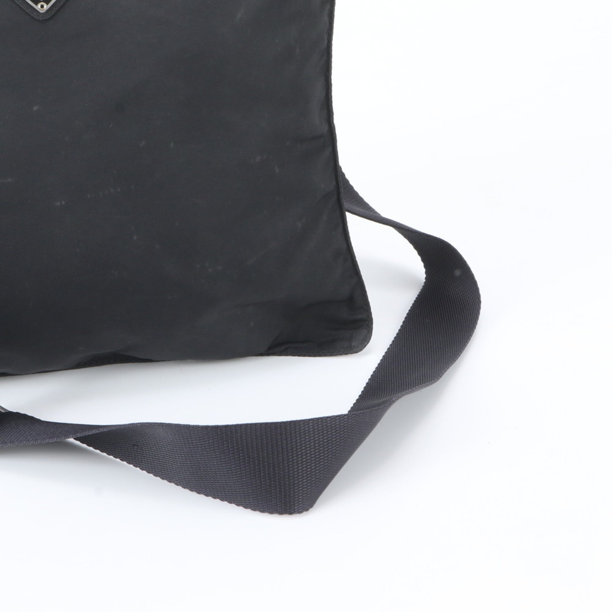 Prada Black Nylon Leather Messenger Bag Shoulder Bag (Pre-Owned)