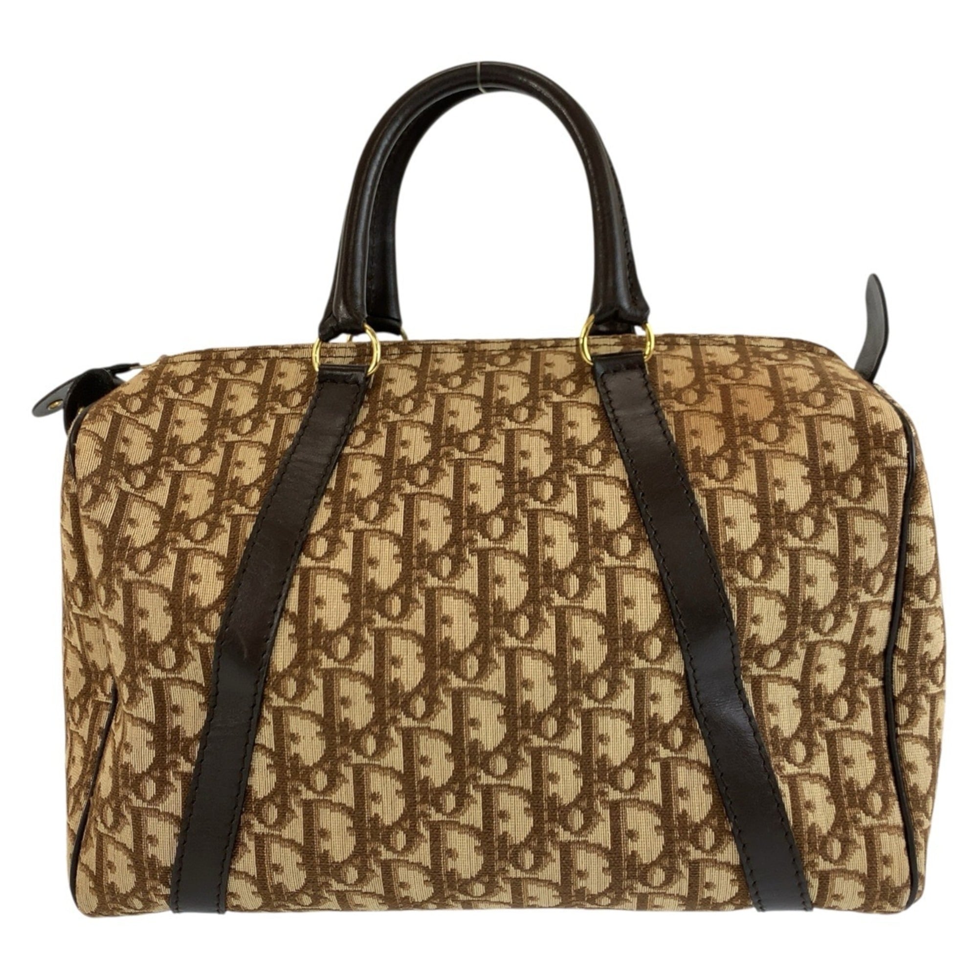 Christian Dior Brown Canvas Boston Bag Handbag (Pre-Owned)