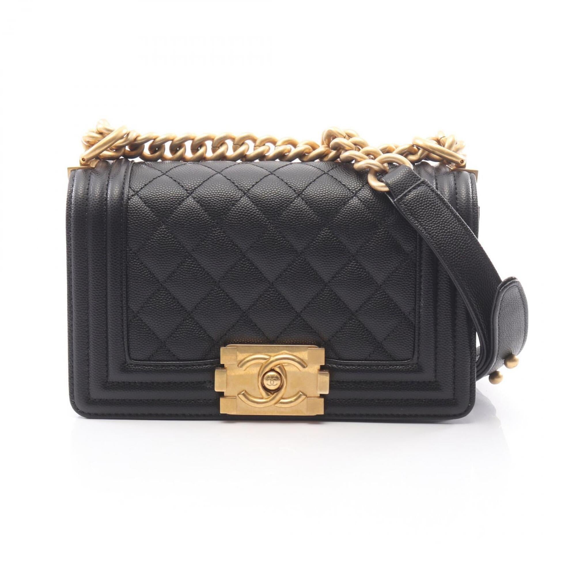 Chanel Black Grained Calfskin Handbag Shoulder Bag (Pre-Owned)