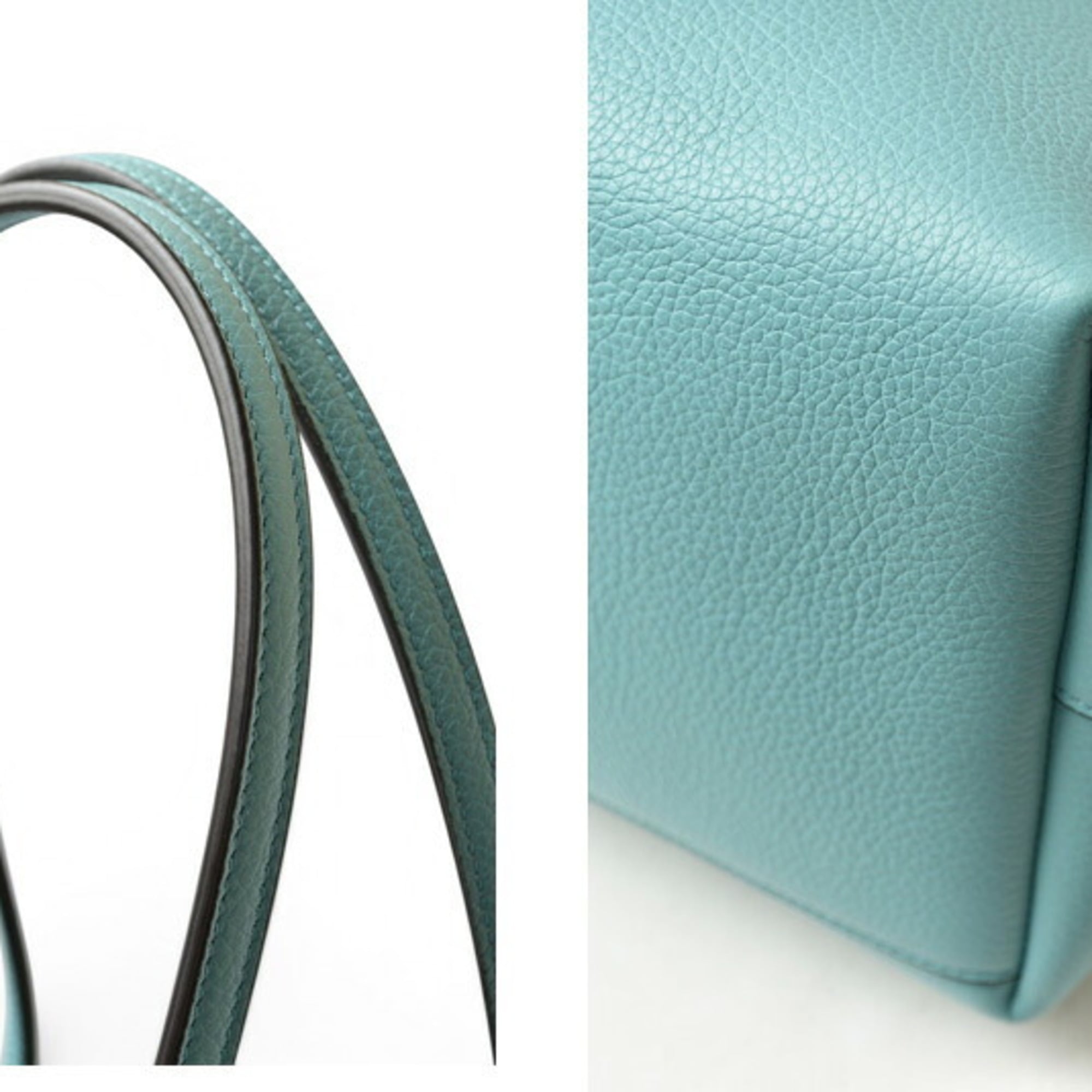 Salvatore Ferragamo Light Blue Leather Pouch Tote Bag (Pre-Owned)