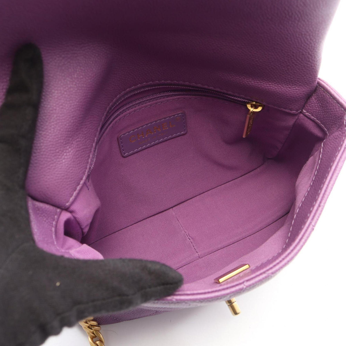 Chanel Purple Grained Calfskin Handbag Shoulder Bag (Pre-Owned)