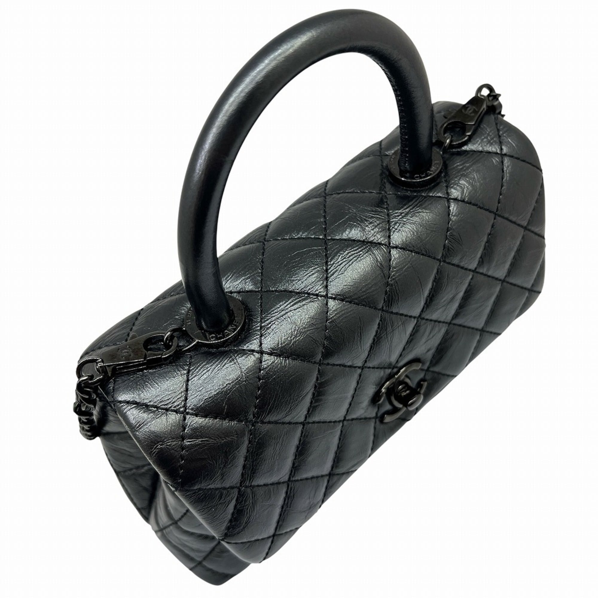 Chanel Metallic Gray Leather Handbag Shoulder Bag (Pre-Owned)