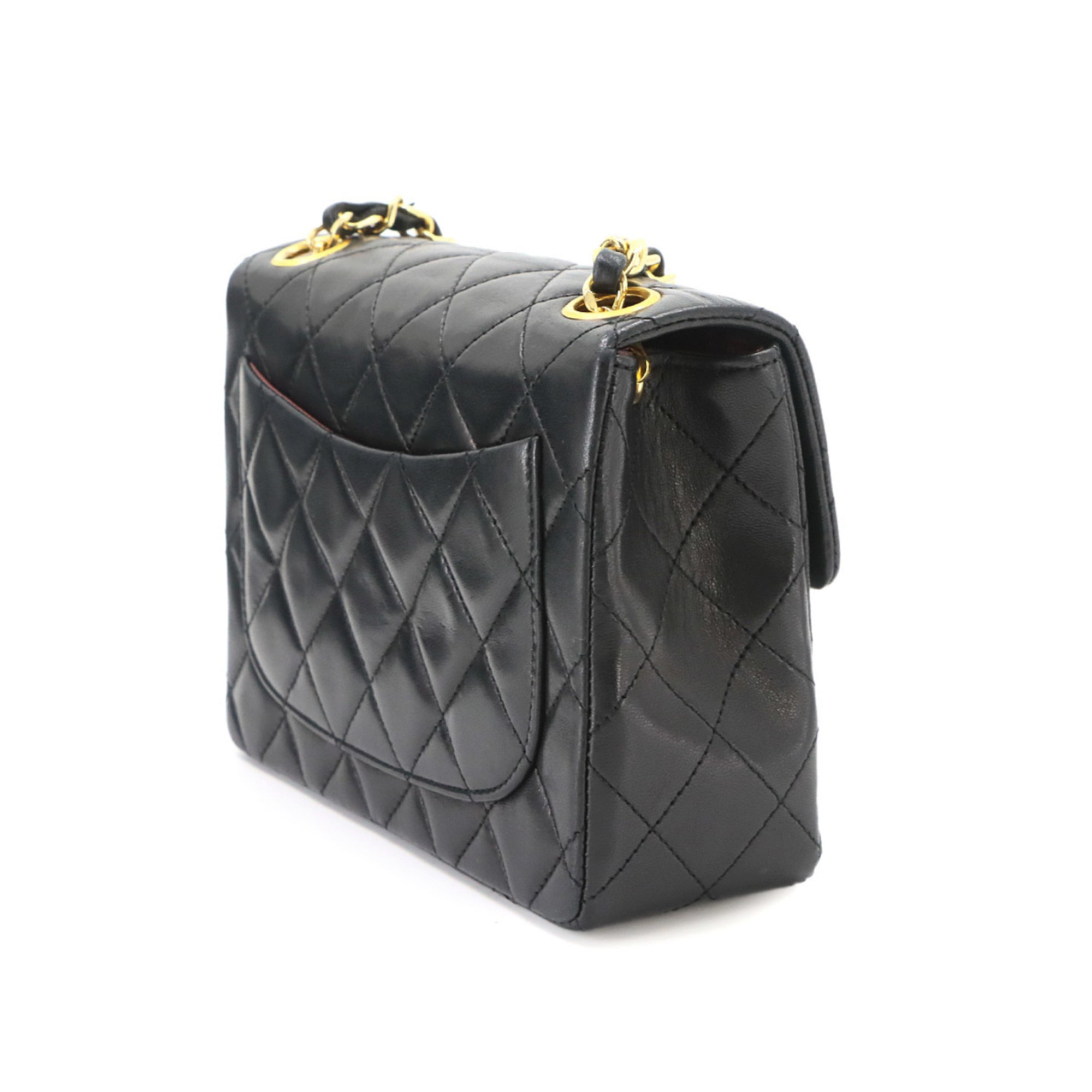 Chanel Black Leather Handbag Shoulder Bag (Pre-Owned)