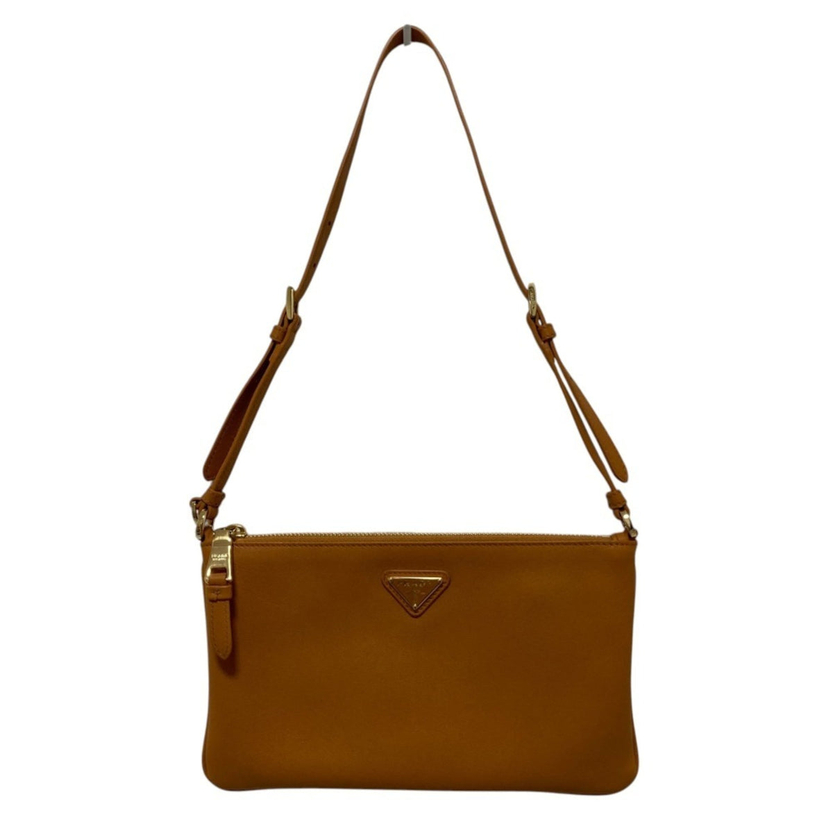 Prada Brown Leather Handbag Pouch Shoulder Bag (Pre-Owned)
