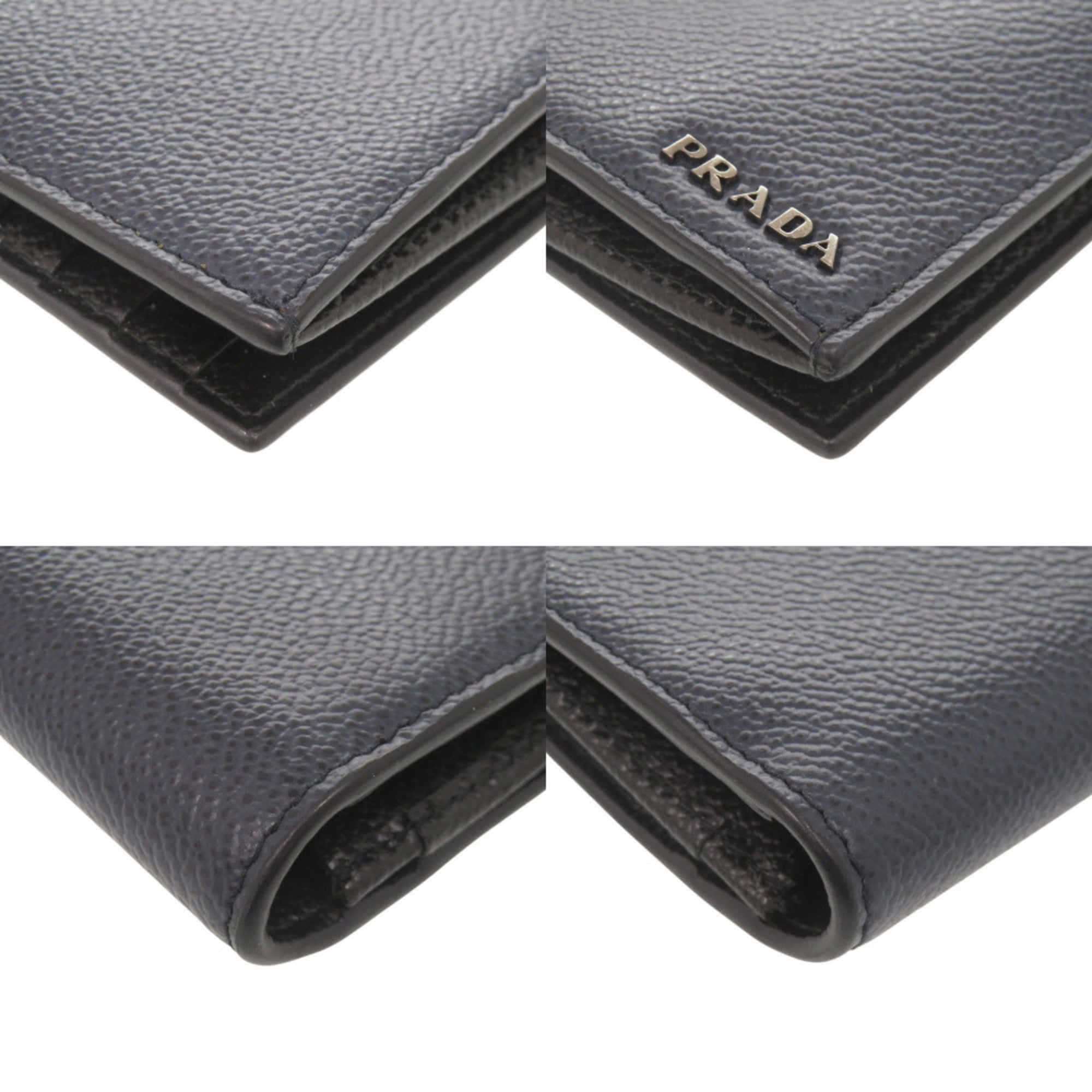 Prada Navy Leather Long Wallet (Bi-Fold) (Pre-Owned)