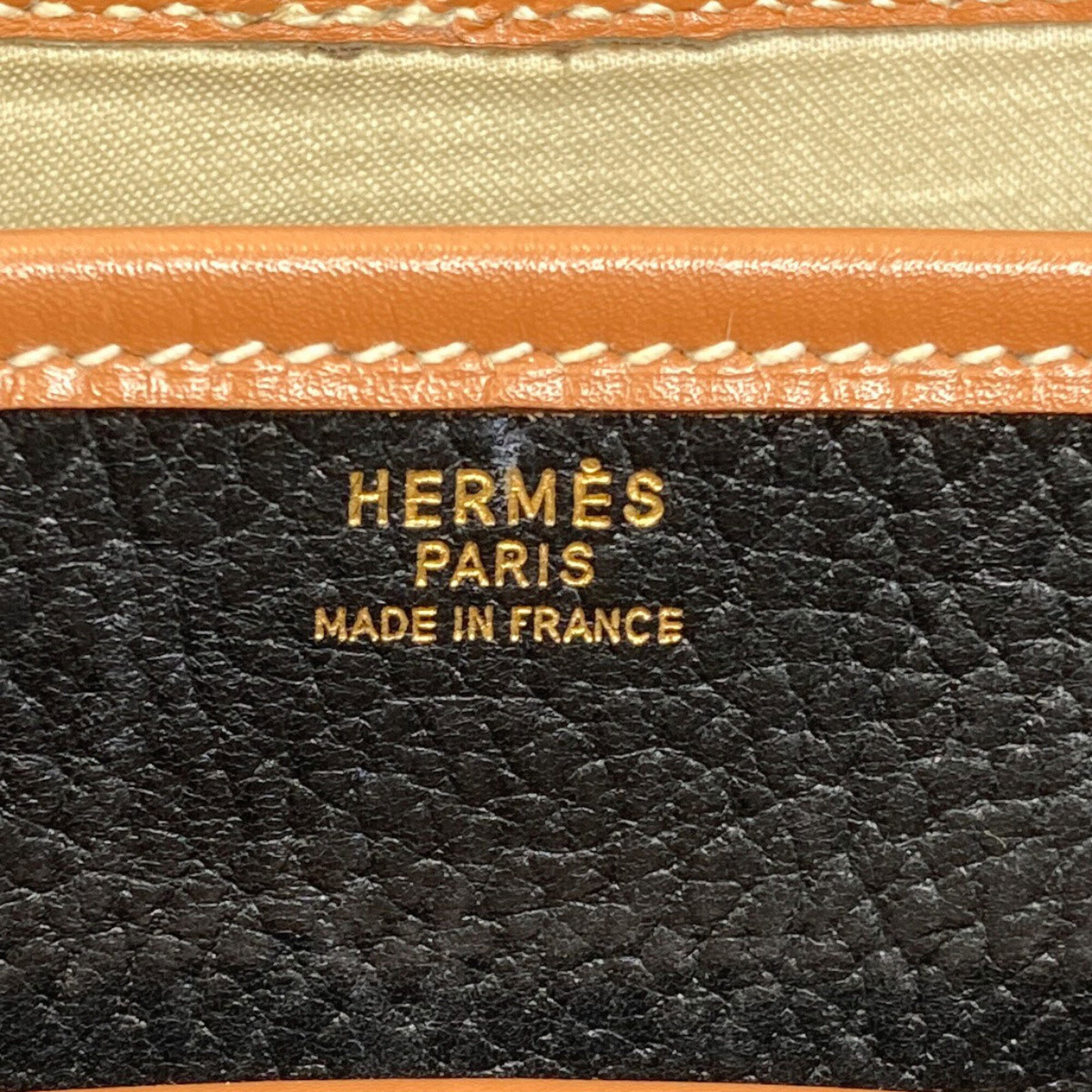 Hermes Black Brown Leather Shoulder Bag (Pre-Owned)