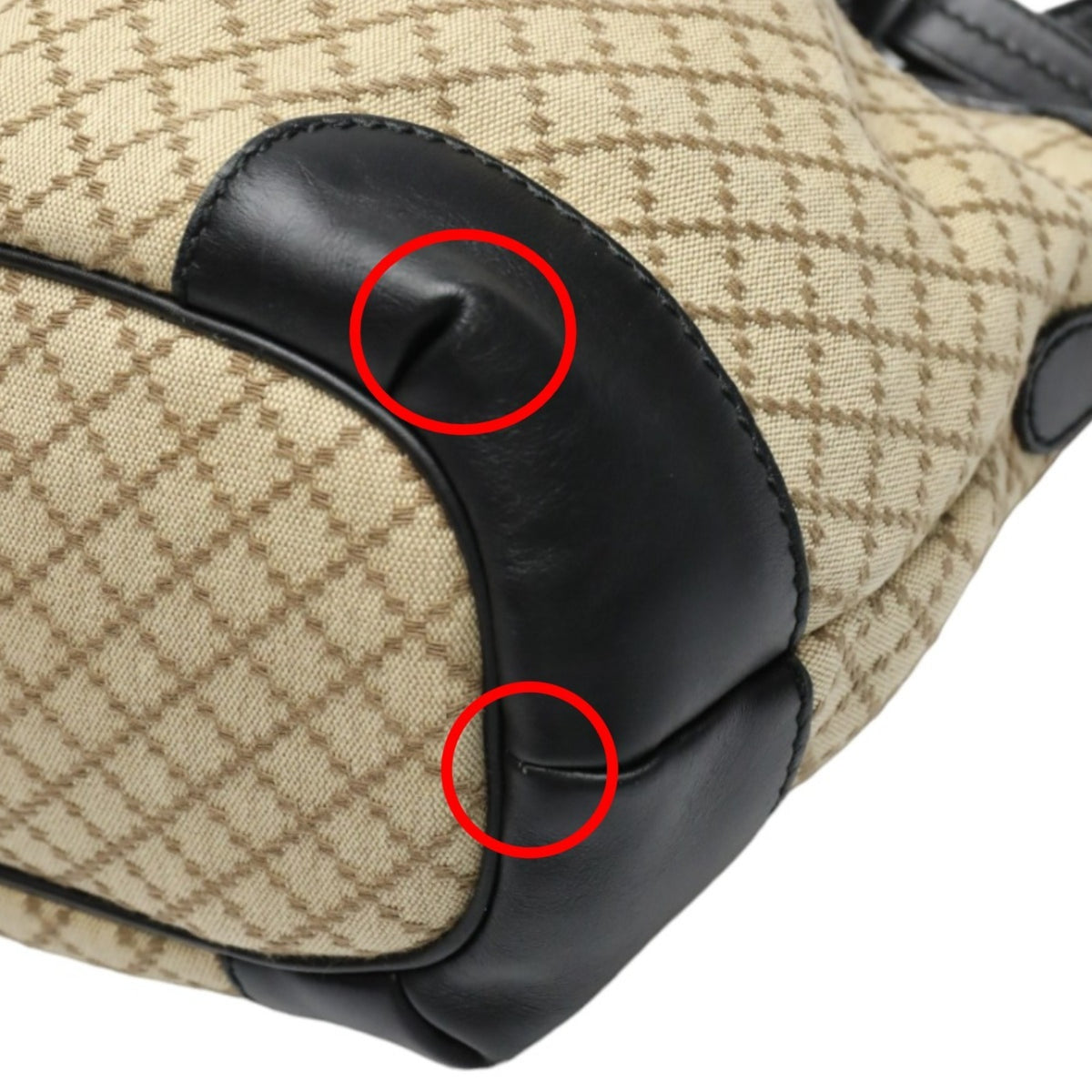 Gucci Beige Black Canvas Shoulder Bag (Pre-Owned)