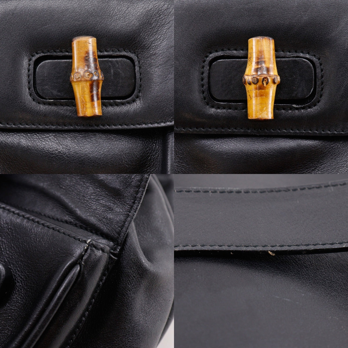 Gucci Bamboo Black Leather Backpack (Pre-Owned)