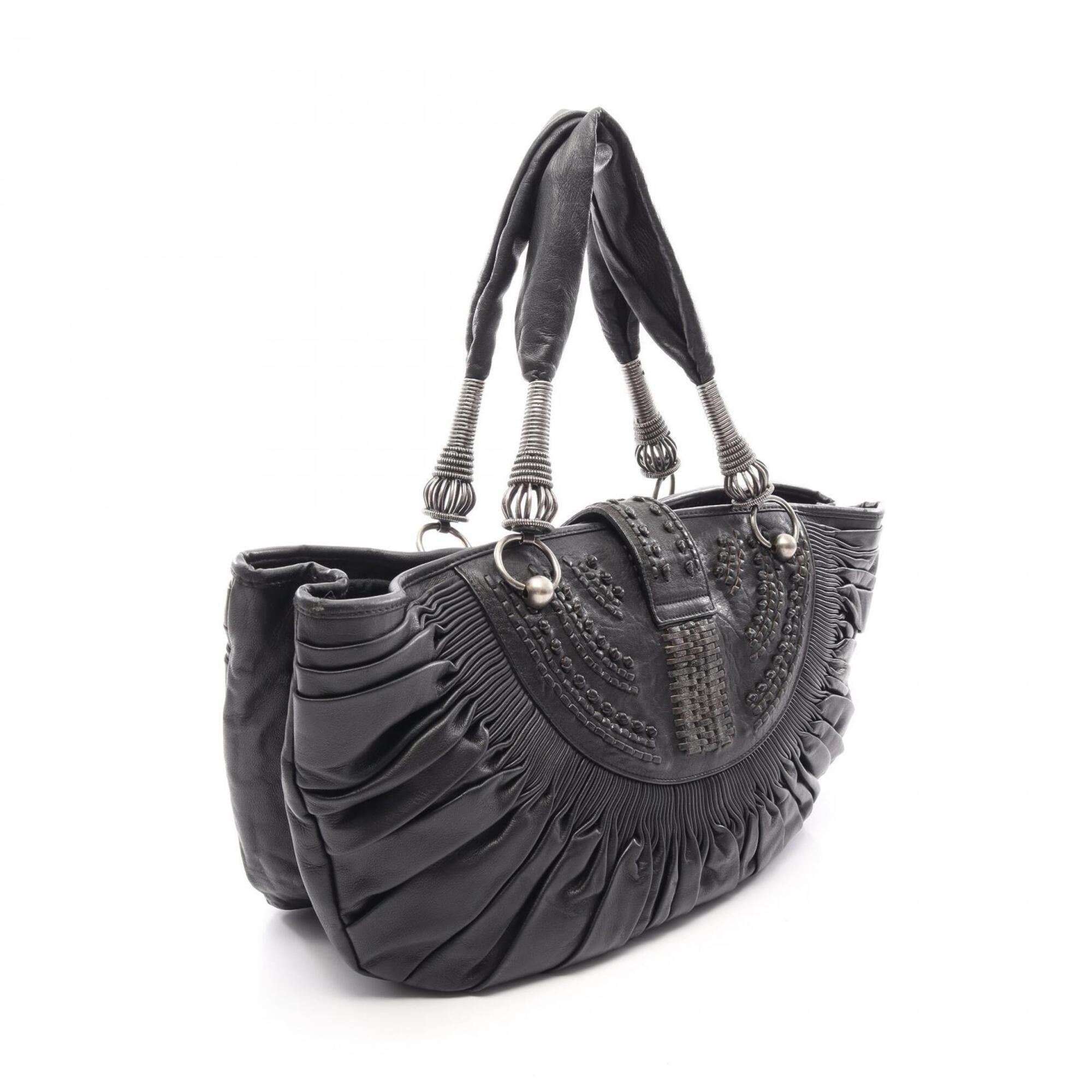 Christian Dior Black Leather Handbag Tote Bag (Pre-Owned)