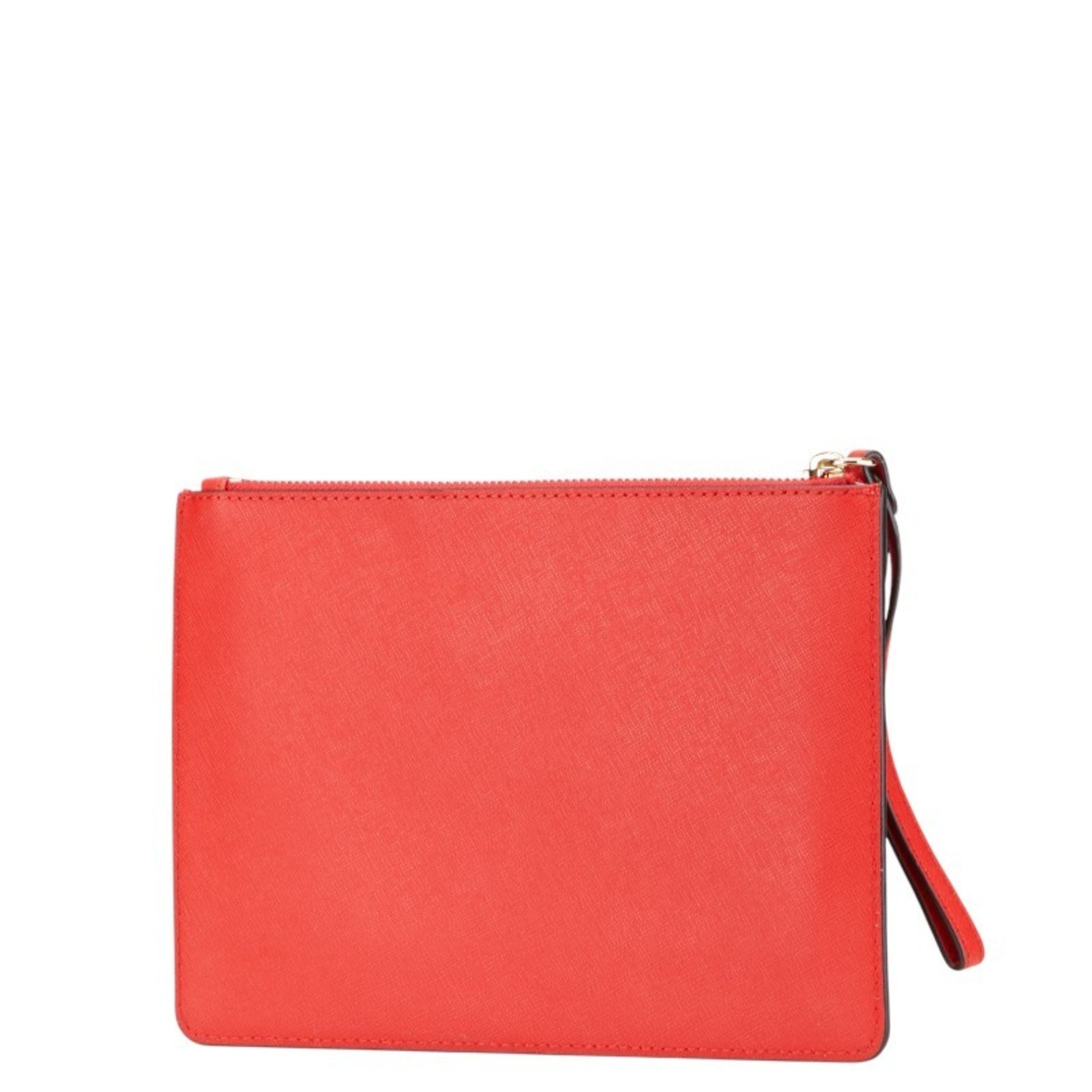 Michael Kors Red Color Leather Clutch Bag (Pre-Owned)