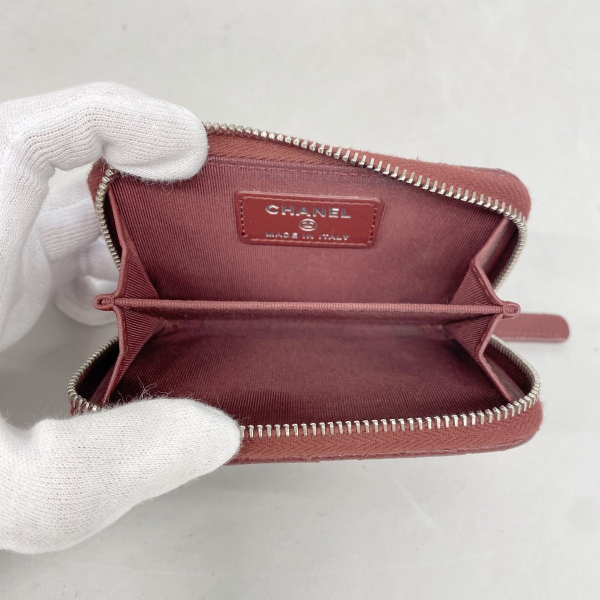 Chanel Bordeaux Grained Calfskin Coin Purse/Coin Case (Pre-Owned)