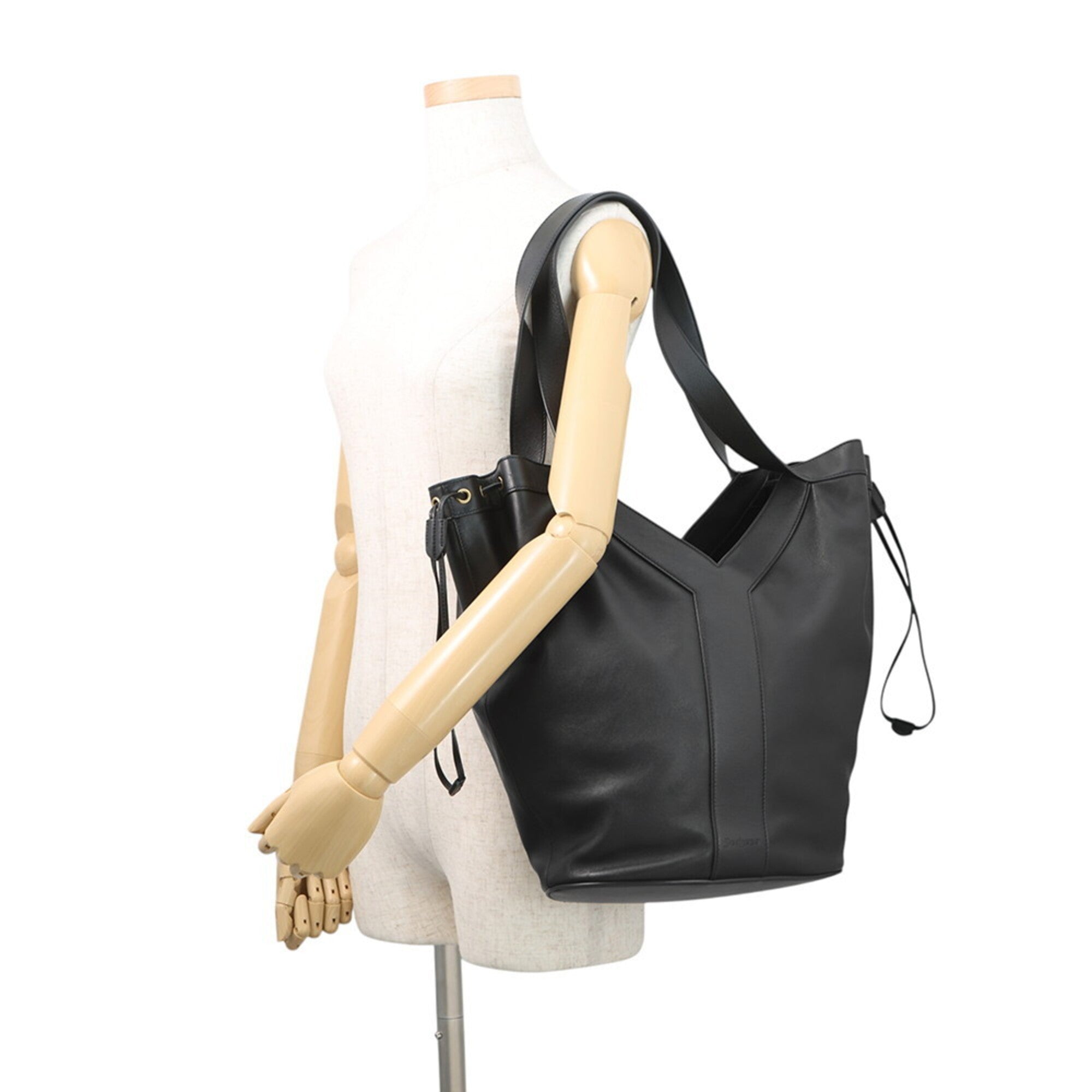 Yves Saint Laurent Black Leather Handbag Tote Bag (Pre-Owned)