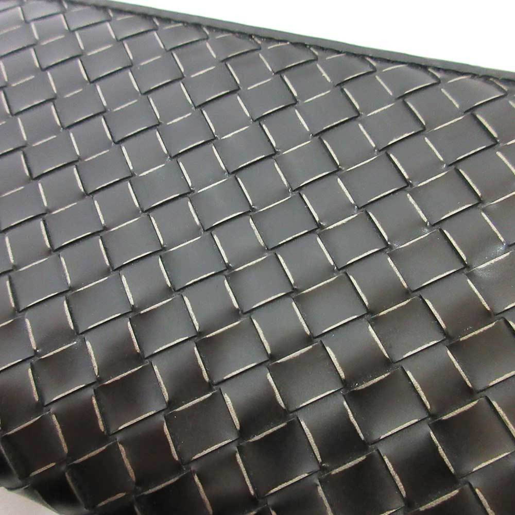 Bottega Veneta Intrecciato Black Leather Long Wallet (Bi-Fold) (Pre-Owned)