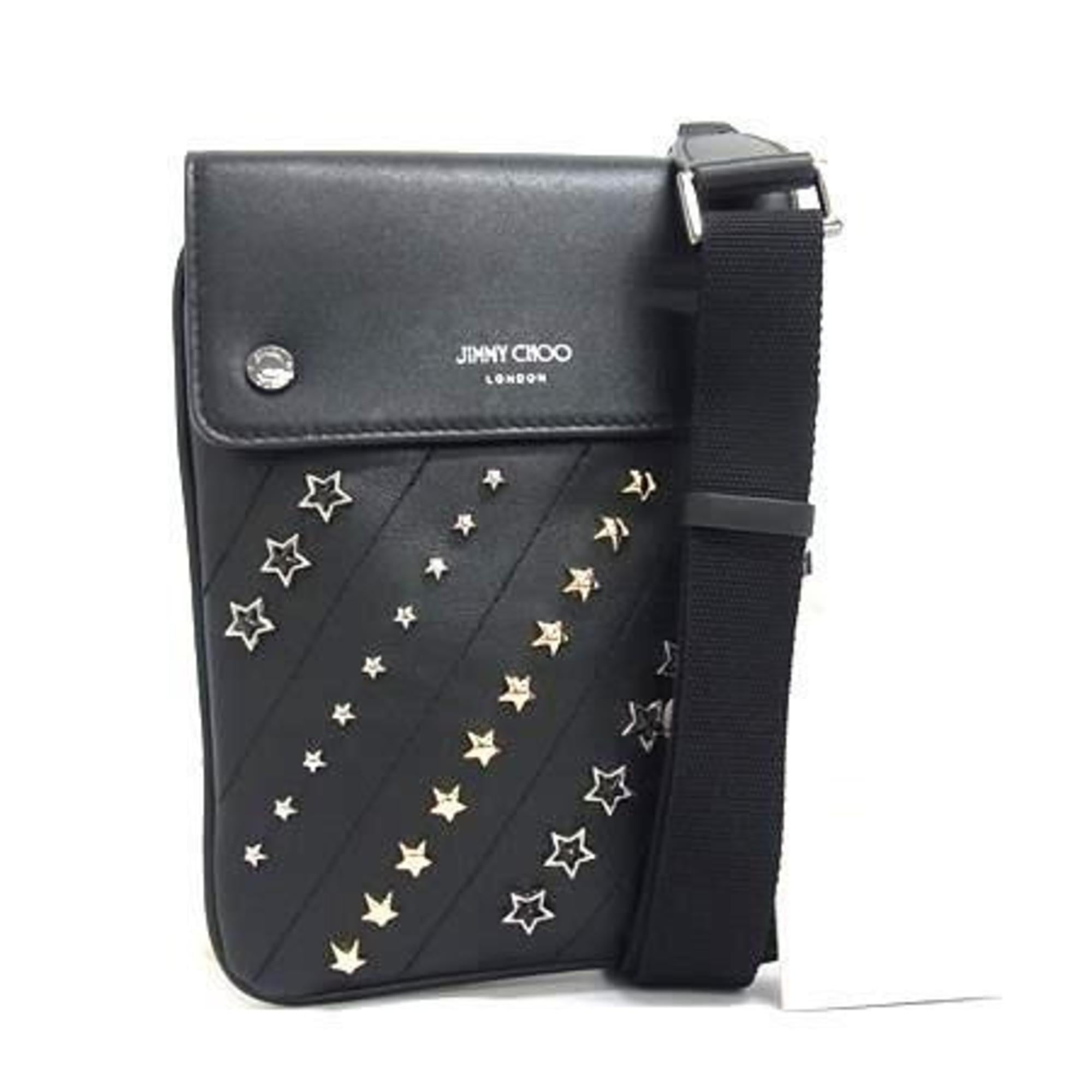 Jimmy Choo Black Leather Handbag Shoulder Bag Tote Bag (Pre-Owned)