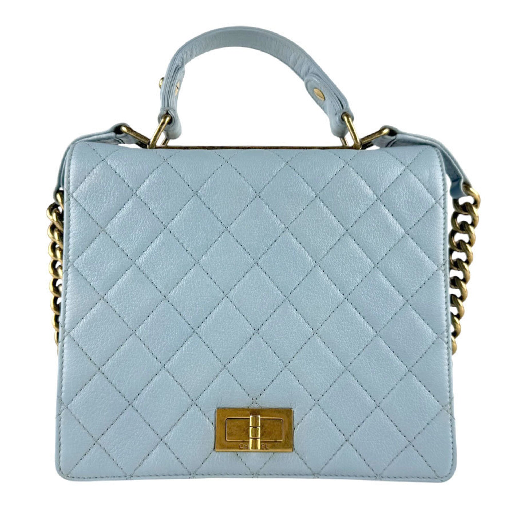 Chanel Blue Leather Handbag Shoulder Bag (Pre-Owned)