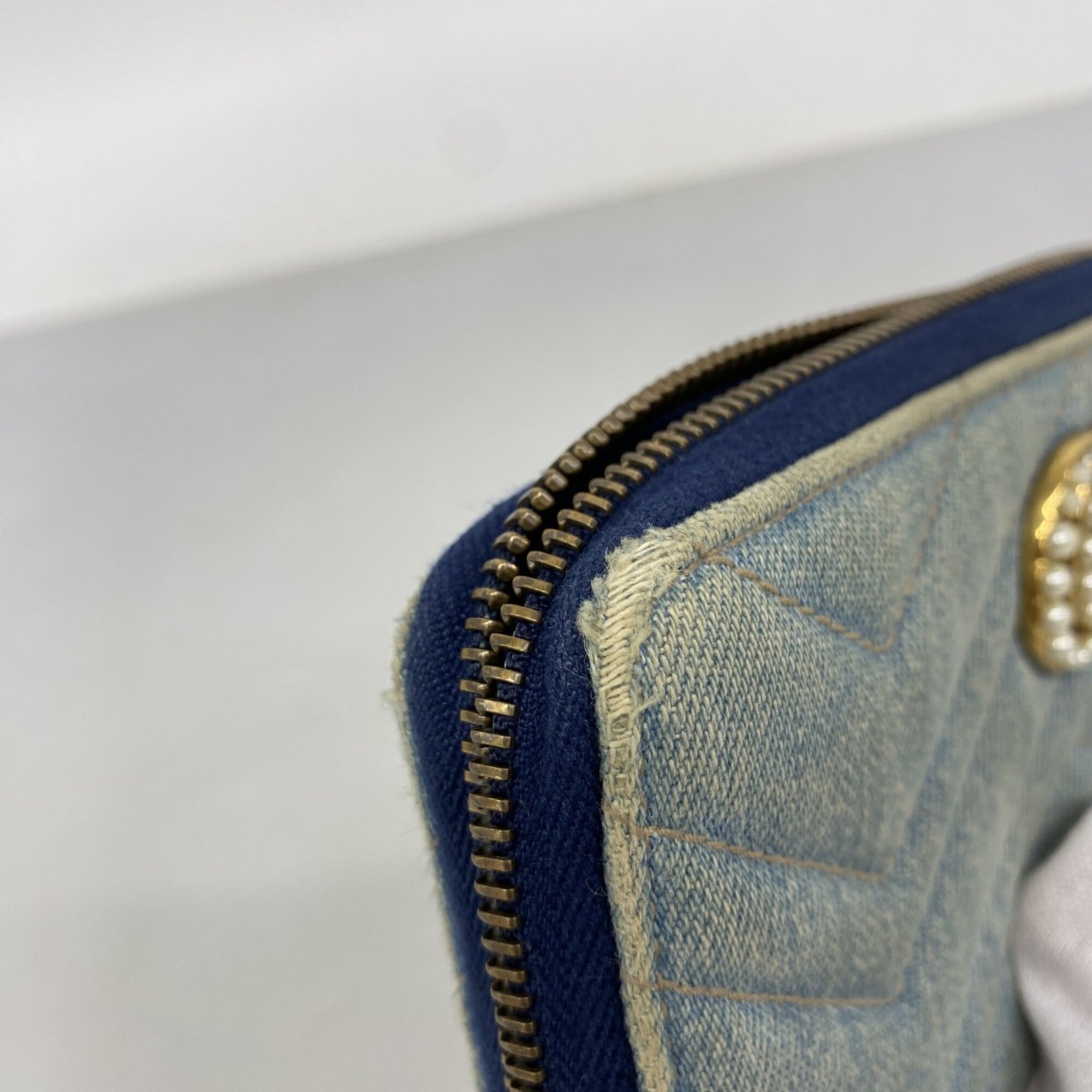 Gucci Blue Denim Long Wallet (Bi-Fold) (Pre-Owned)