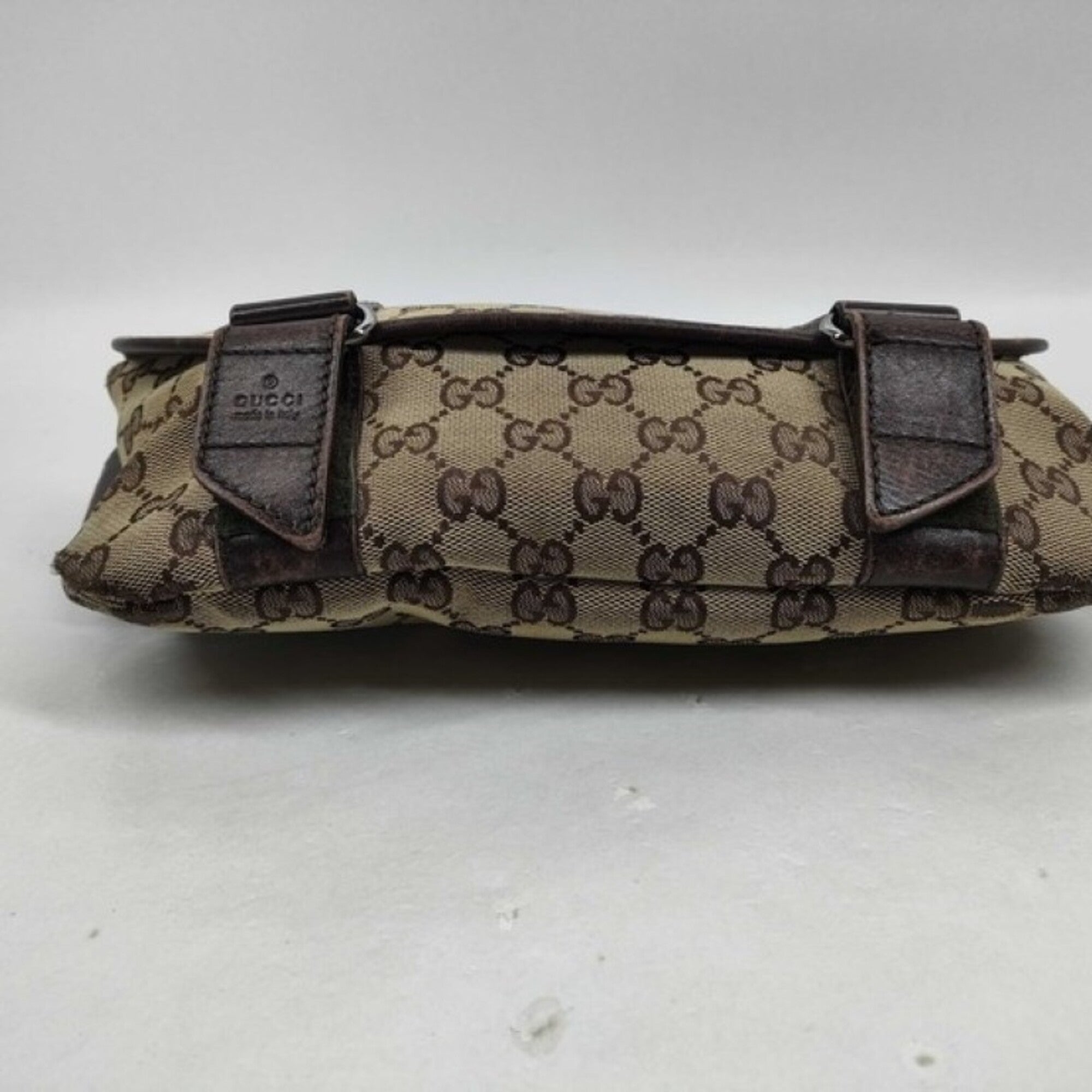 Gucci Beige Brown Gg Canvas Leather Fanny Pack Sling Bag (Pre-Owned)
