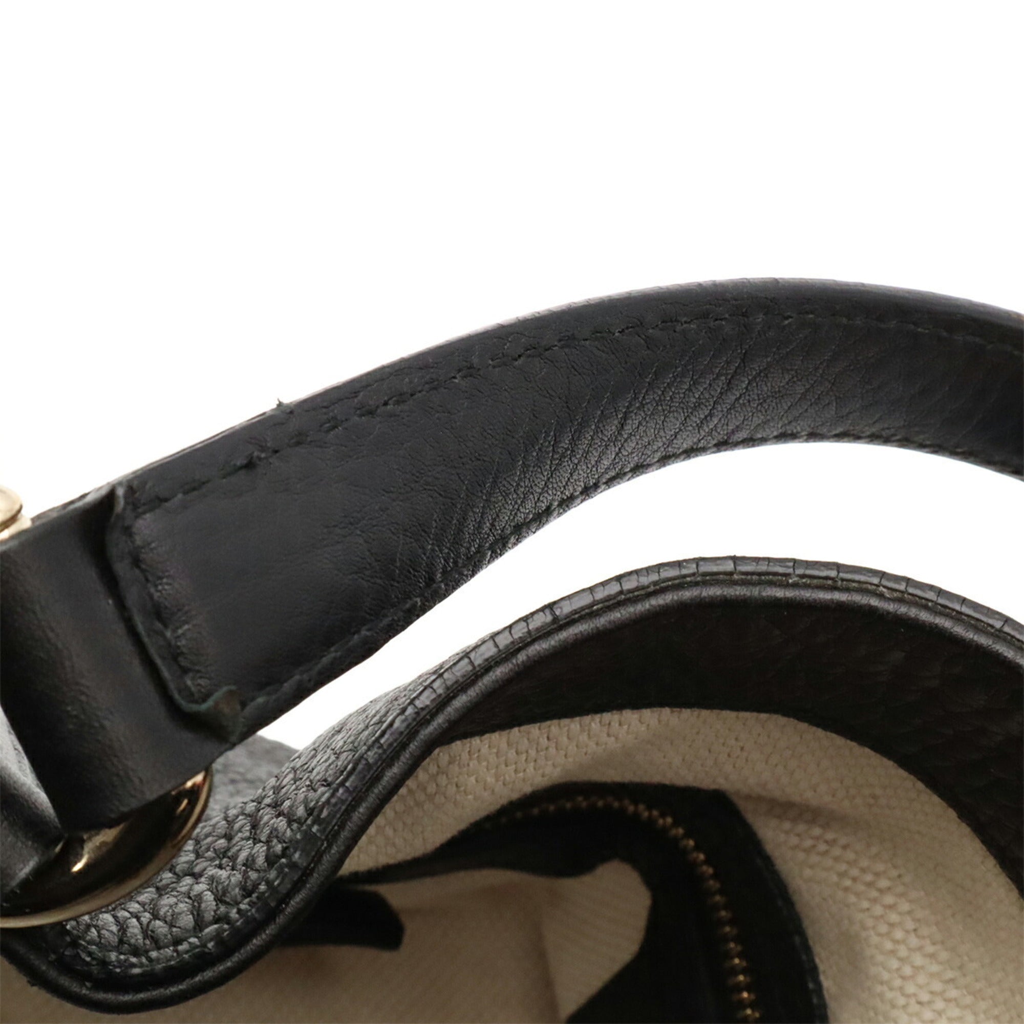 Gucci Black Leather Shoulder Bag Tote Bag (Pre-Owned)