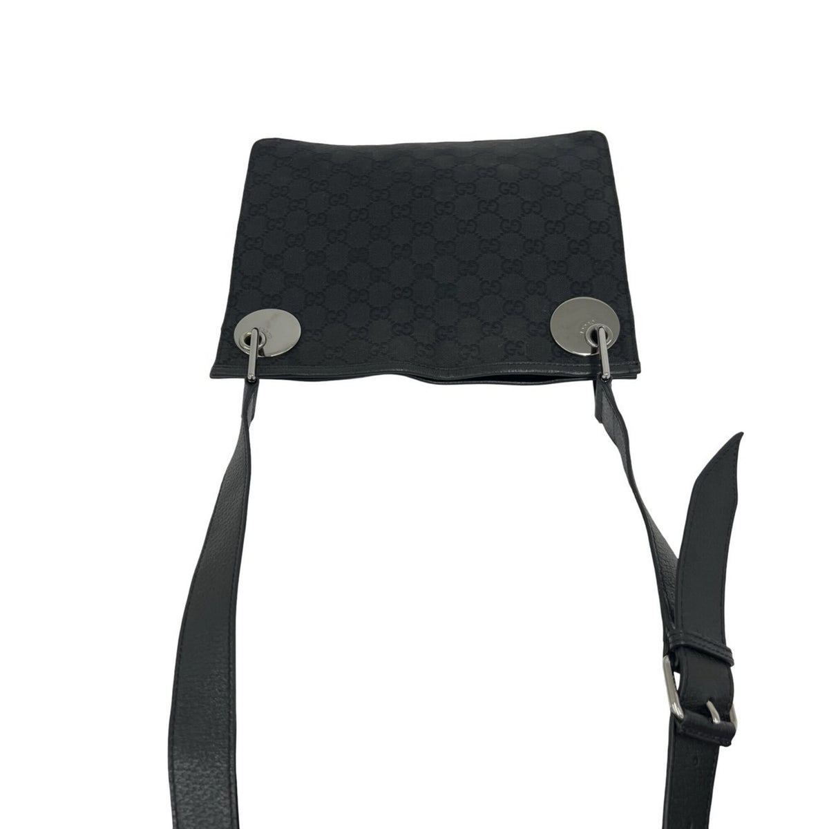 Gucci Black Canvas Leather Shoulder Bag (Pre-Owned)