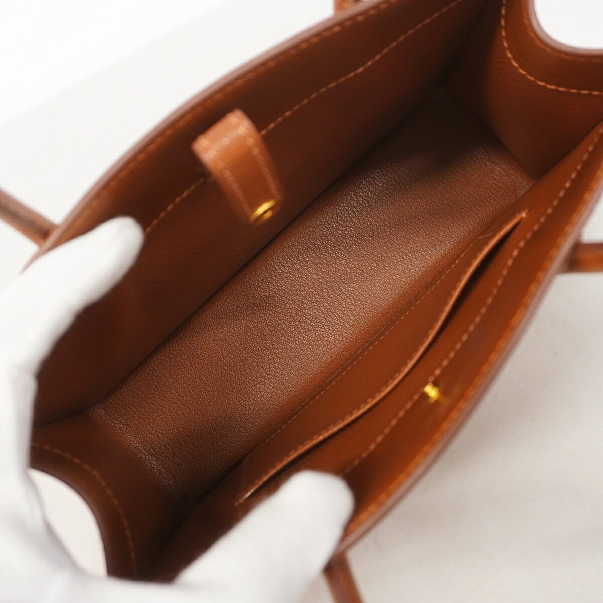 Hermes Noisette Box Calf Leather Handbag (Pre-Owned)