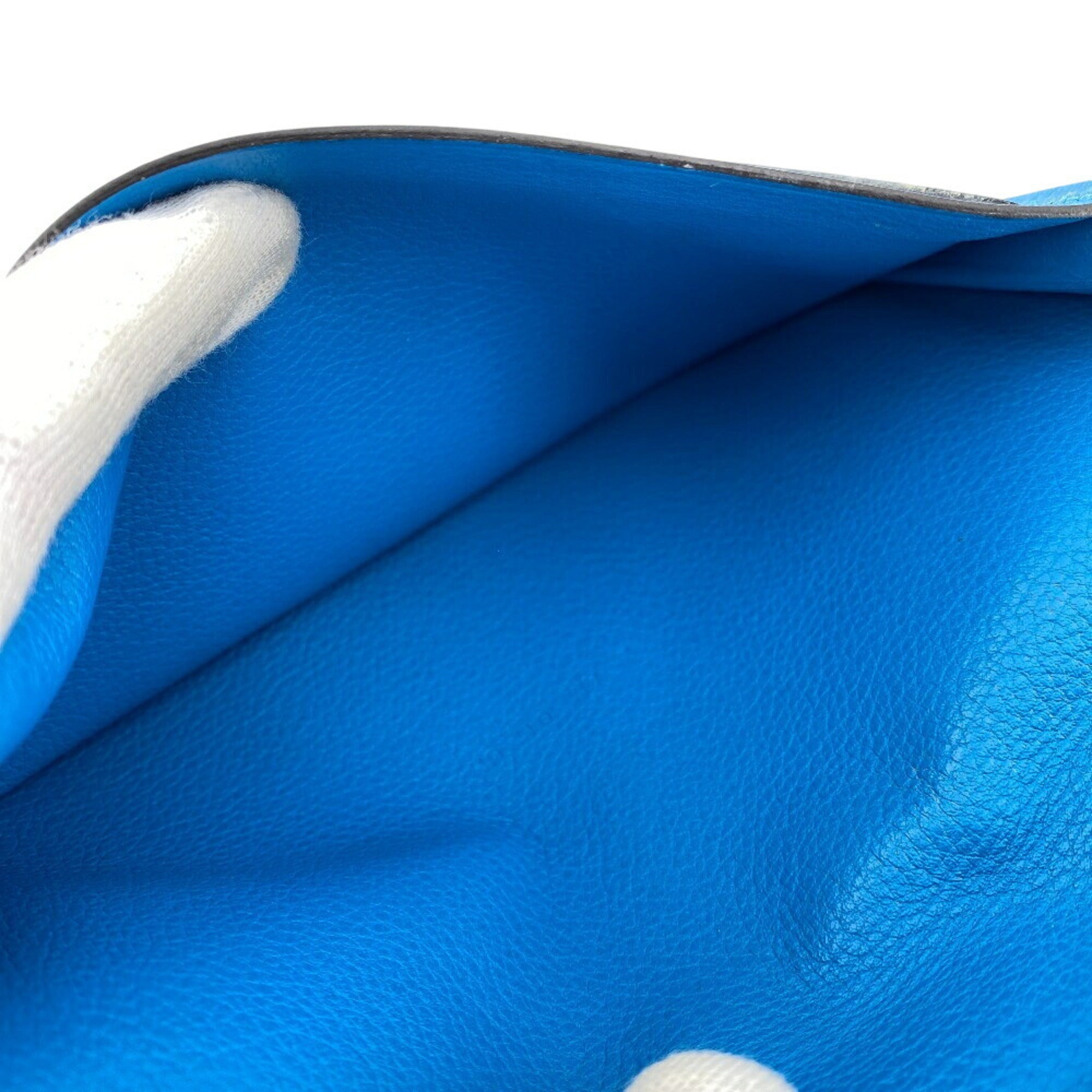 Hermes Blue Leather Long Wallet (Bi-Fold) (Pre-Owned)